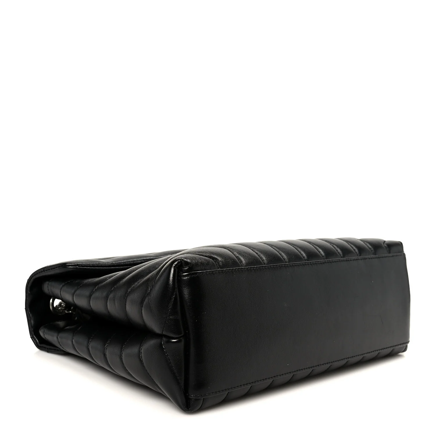 Calfskin Y Quilted Monogram Medium Loulou Chain Satchel Black