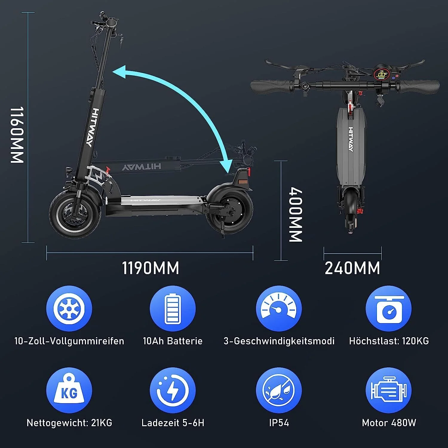 HITWAY H5-HB24ABE E-Scooter ohne Sitz – ABE zertifiziert