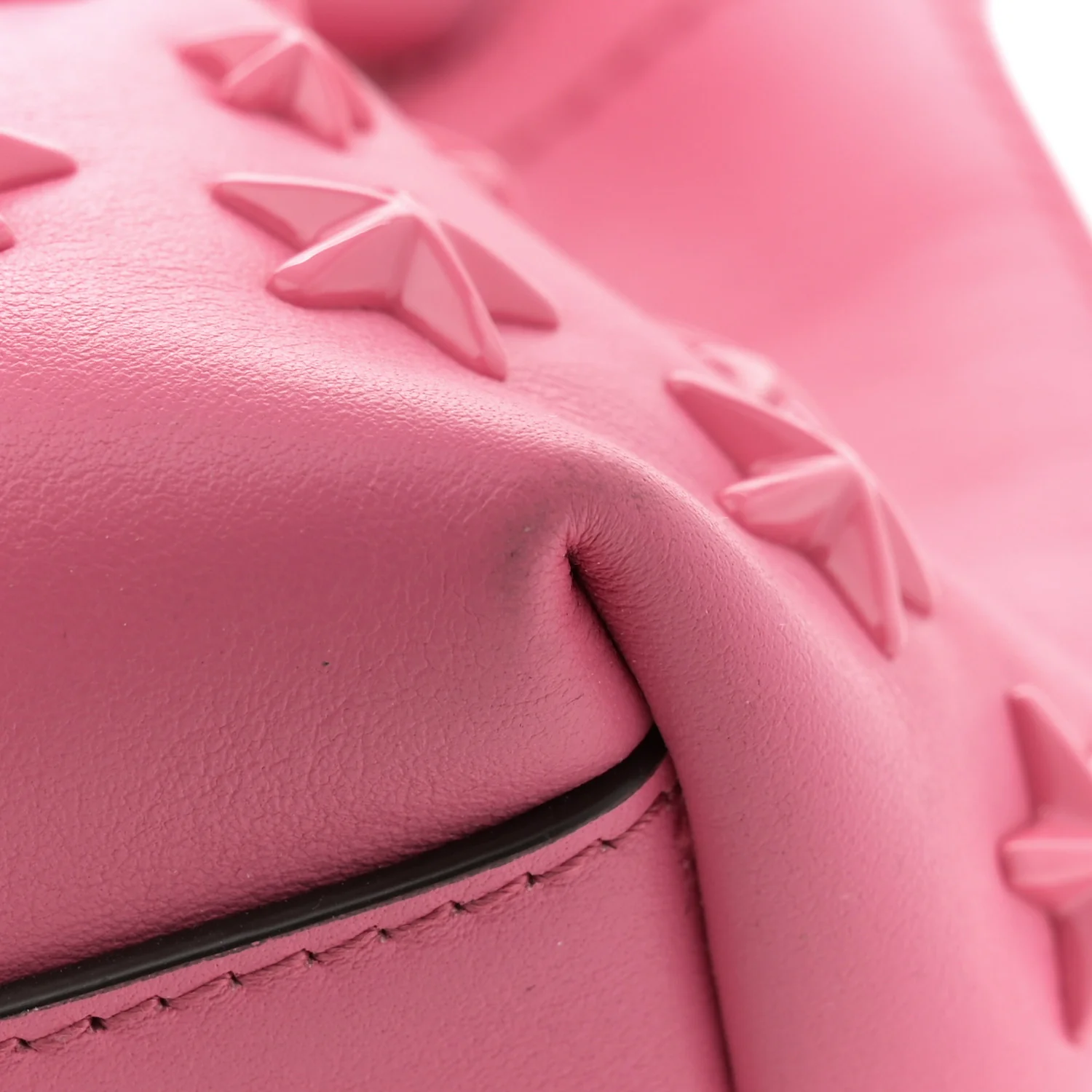 Calfskin Star Studded Bon Bon Bucket Bag Candy Pink