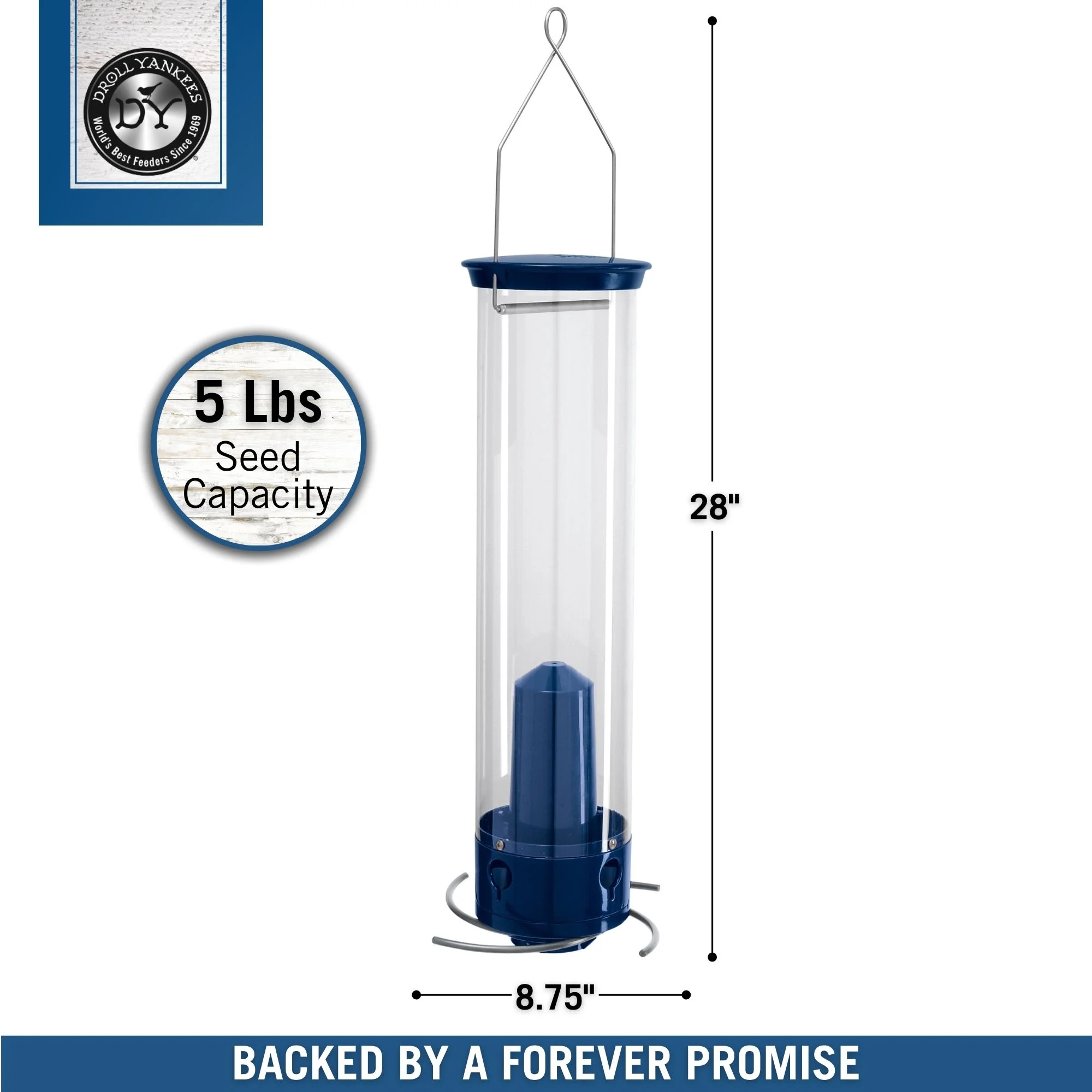 Whipper Squirrel Proof Tube Bird Feeder Blue 5 lb capacity Image 2