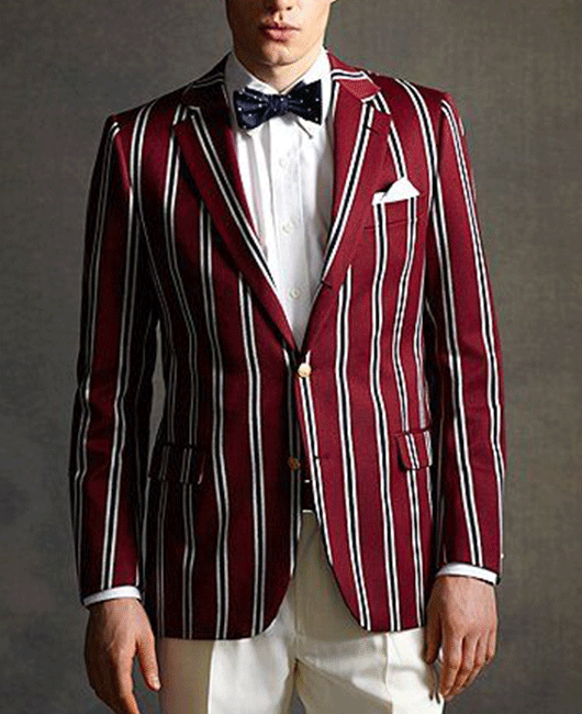 Blazer classique à rayures verticales et revers cranté, deux boutons