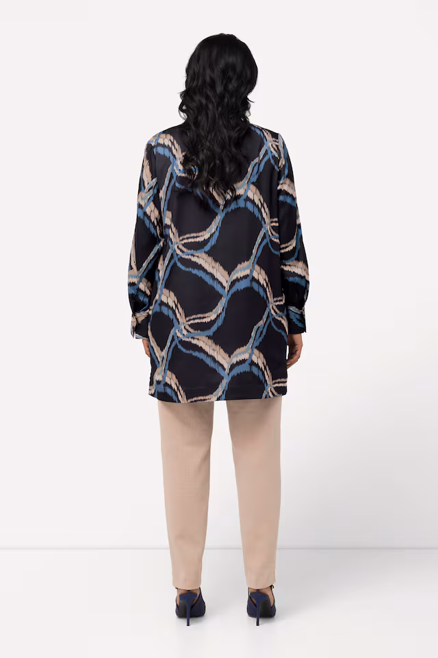 Satin Geometric Print A-Line Blouse