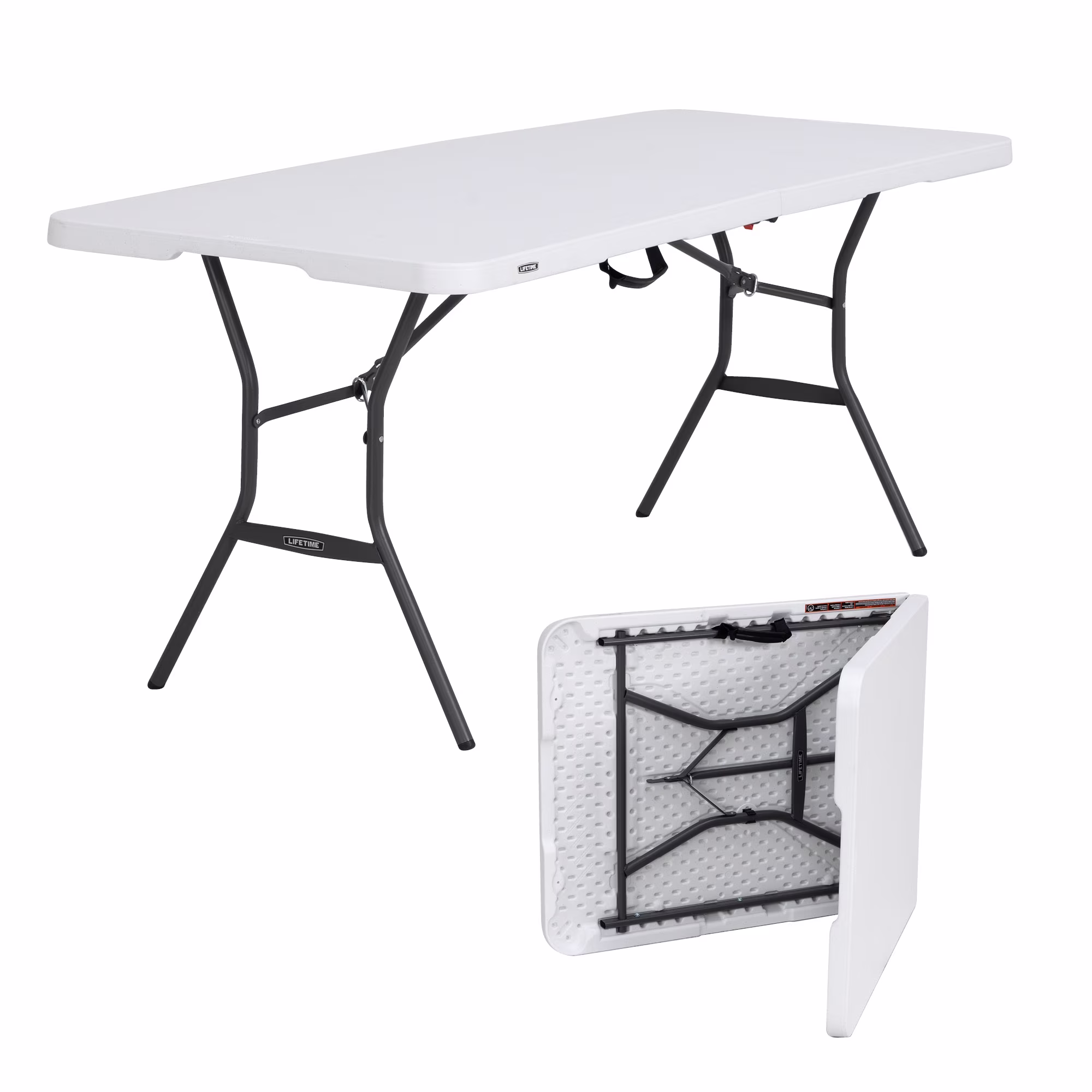 6' Commercial Grade High-Quality Fold-in-Half Folding Table, White (25011)