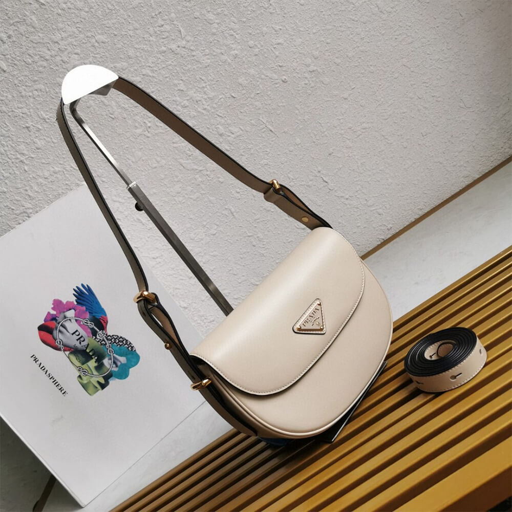 Prada Arque leather shoulder bag with flap