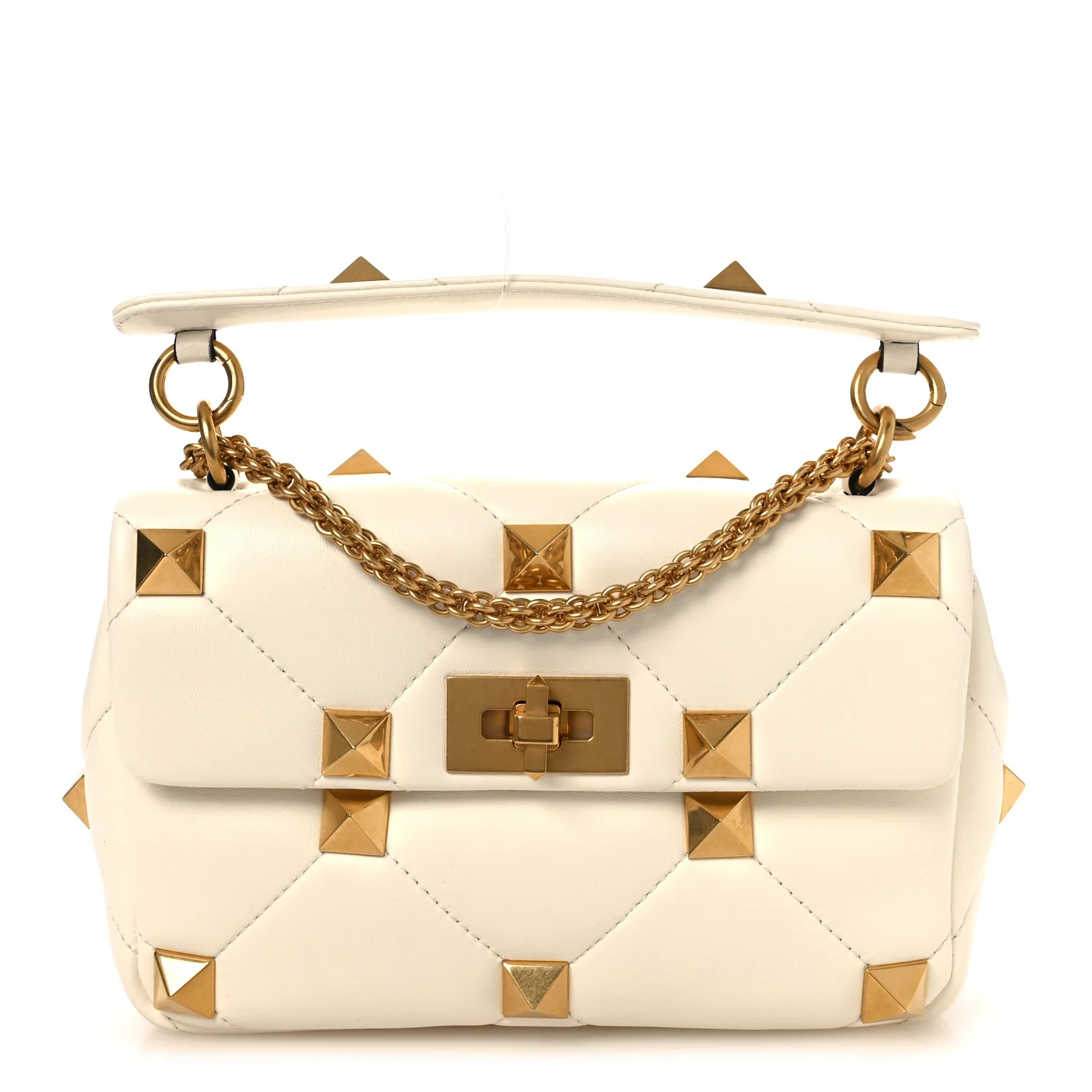 Nappa Medium Roman Stud Shoulder Bag Ivory