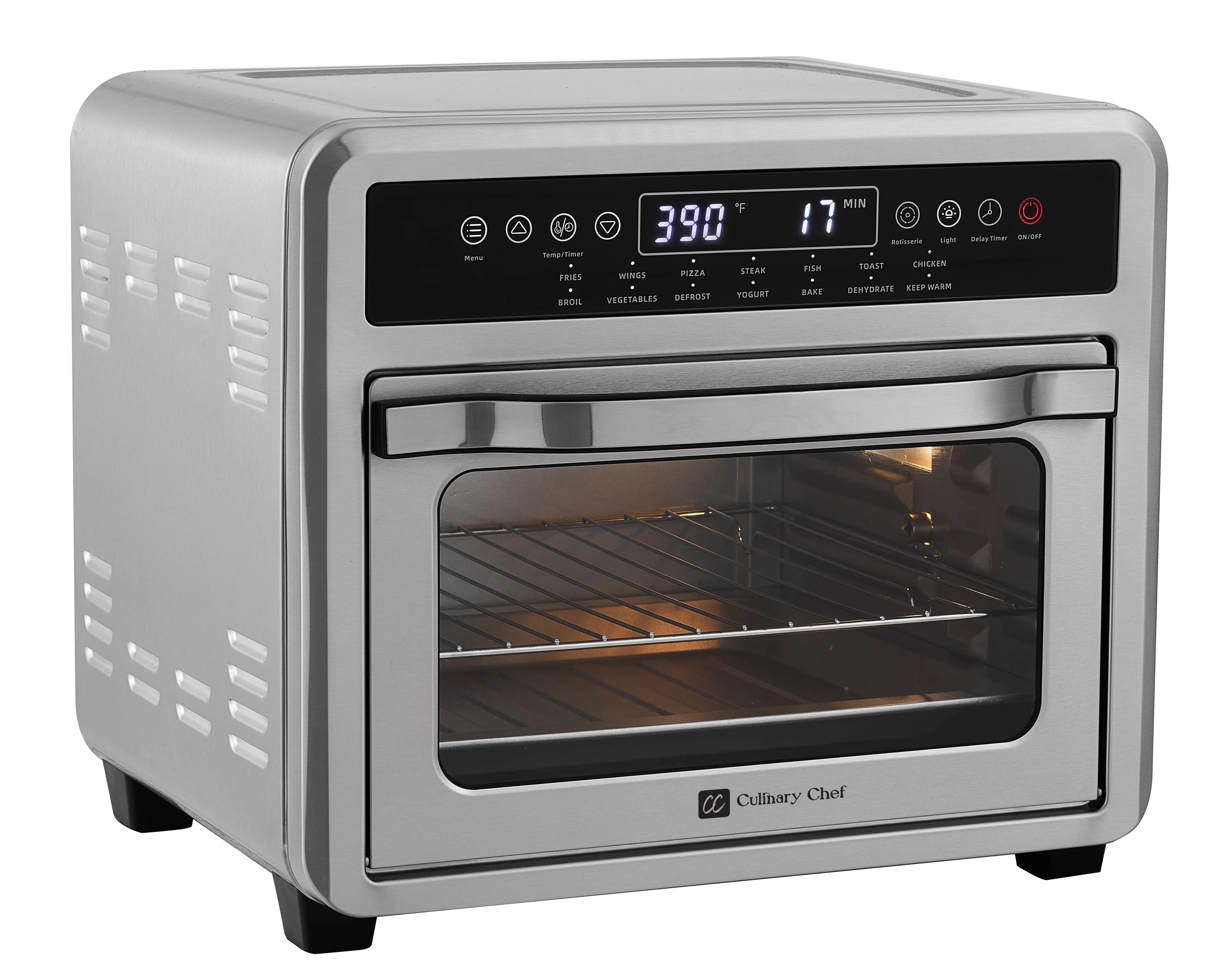 Culinary Chef Air Fryer Oven, Digital, 26 Quart 10 - in - 1 Countertop Toaster Oven and Air Fryer Combo in Stainless Steel