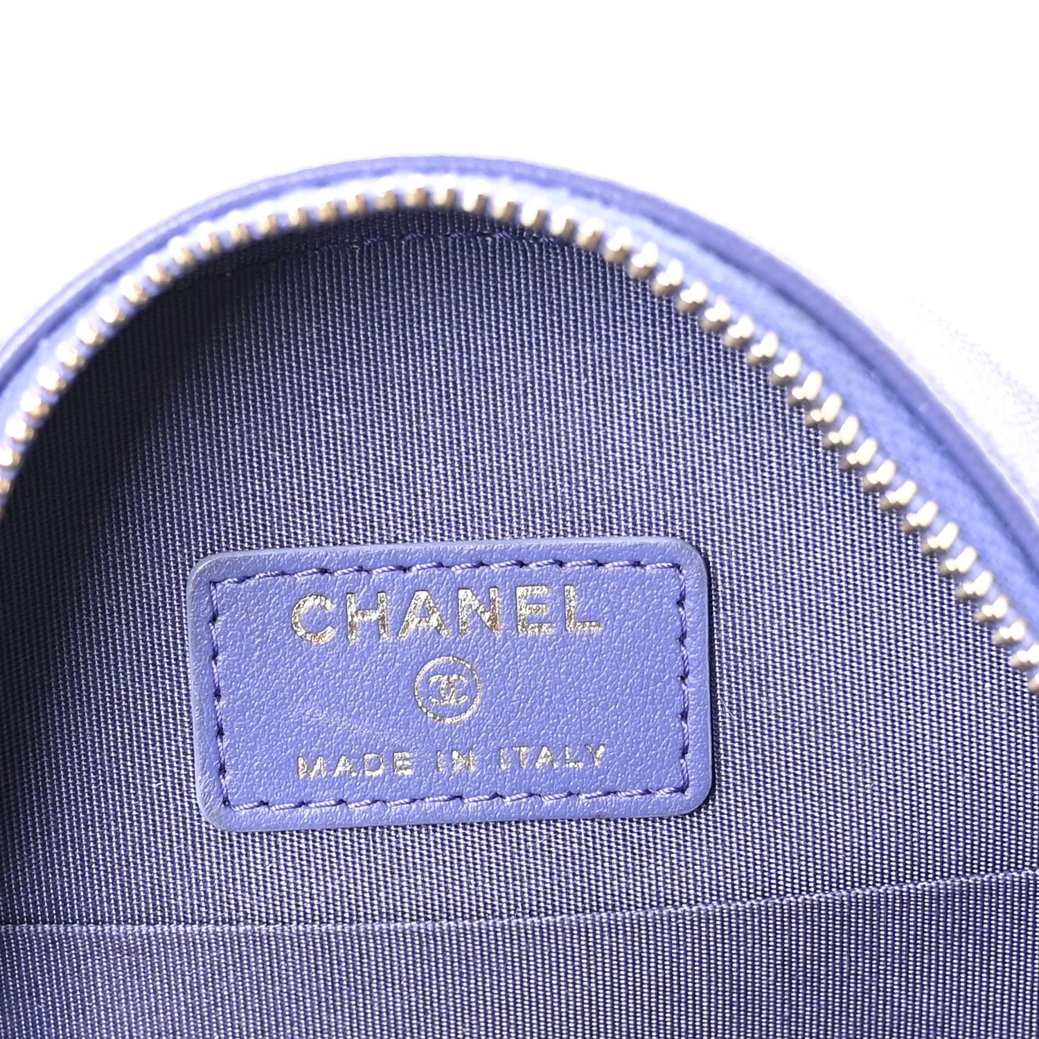Lambskin Quilted Chanel 19 Round Clutch With Chain Purple