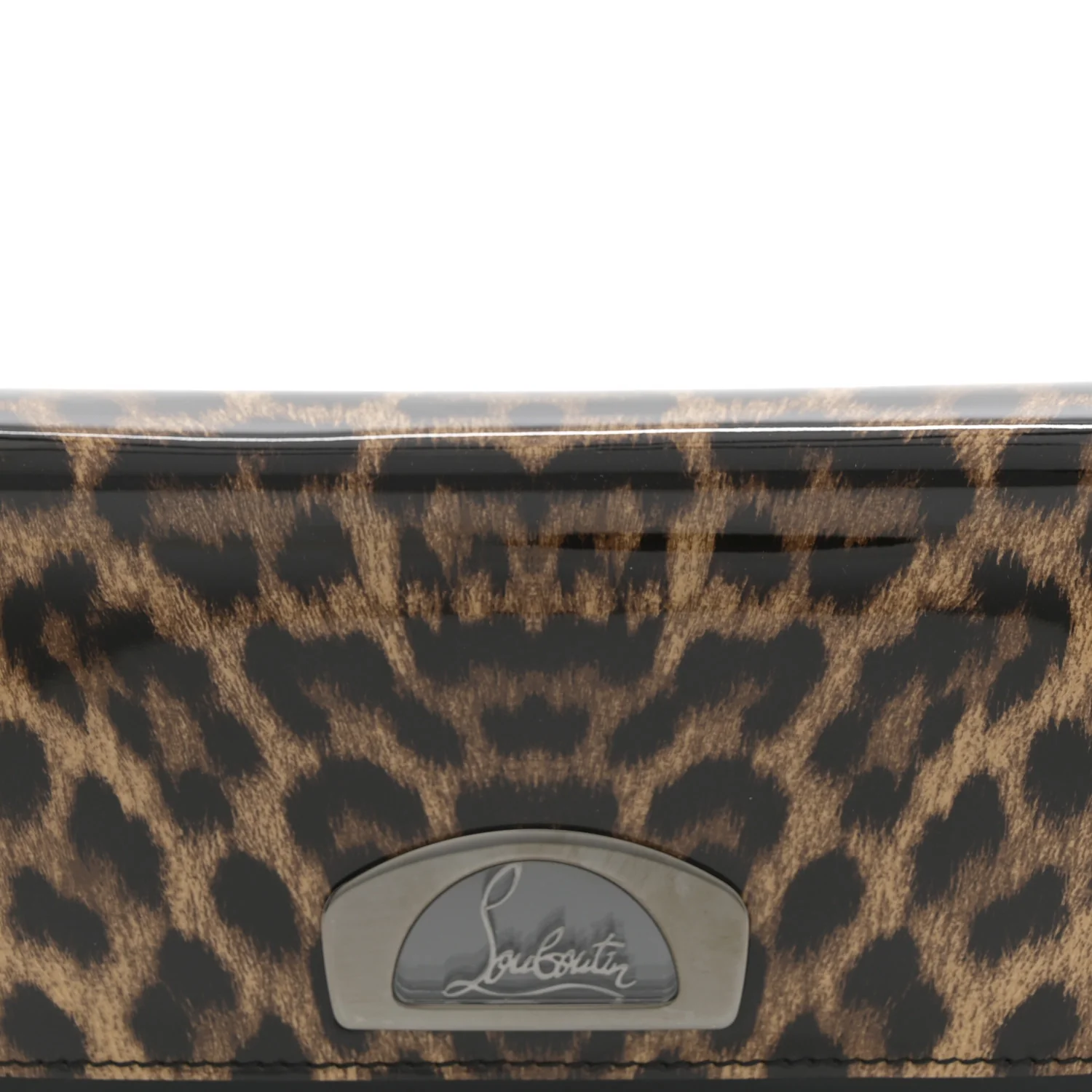 Patent Leopard Vero Dodat Clutch Brown