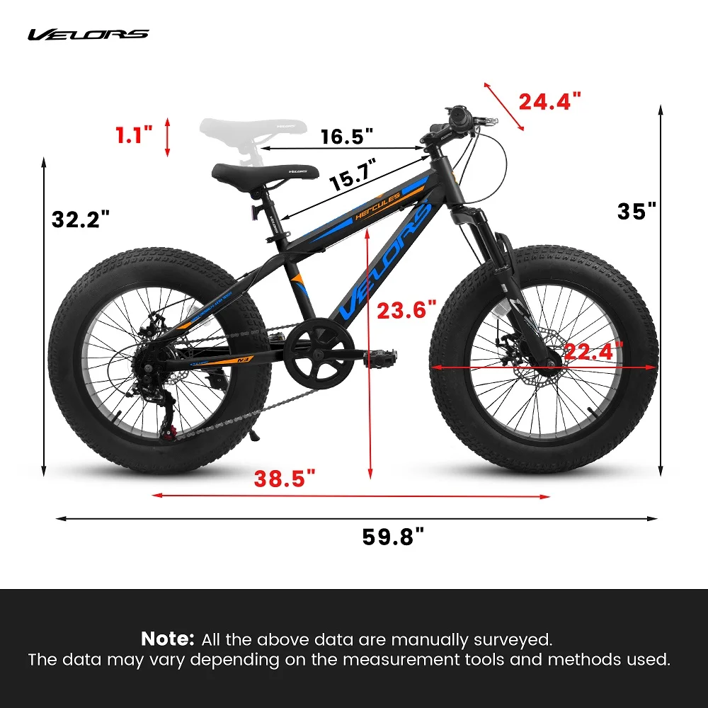 20 Inch Fat Tire Bike Adult 7 Speed Mountain Bike, Dual Disc Brakes, High Carbon Steel Frame, Front Suspension, Mountain Buggy, City Commuter City Bike, Fat Tire Bike   Black