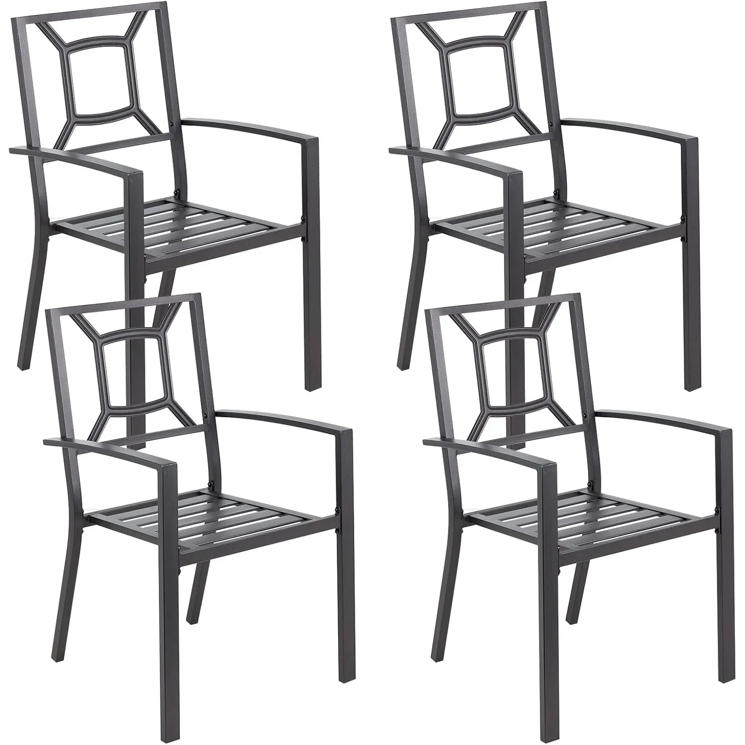 AECOJOY Metal Dining Chairs, Outdoor Patio Dining Chairs with Armrest