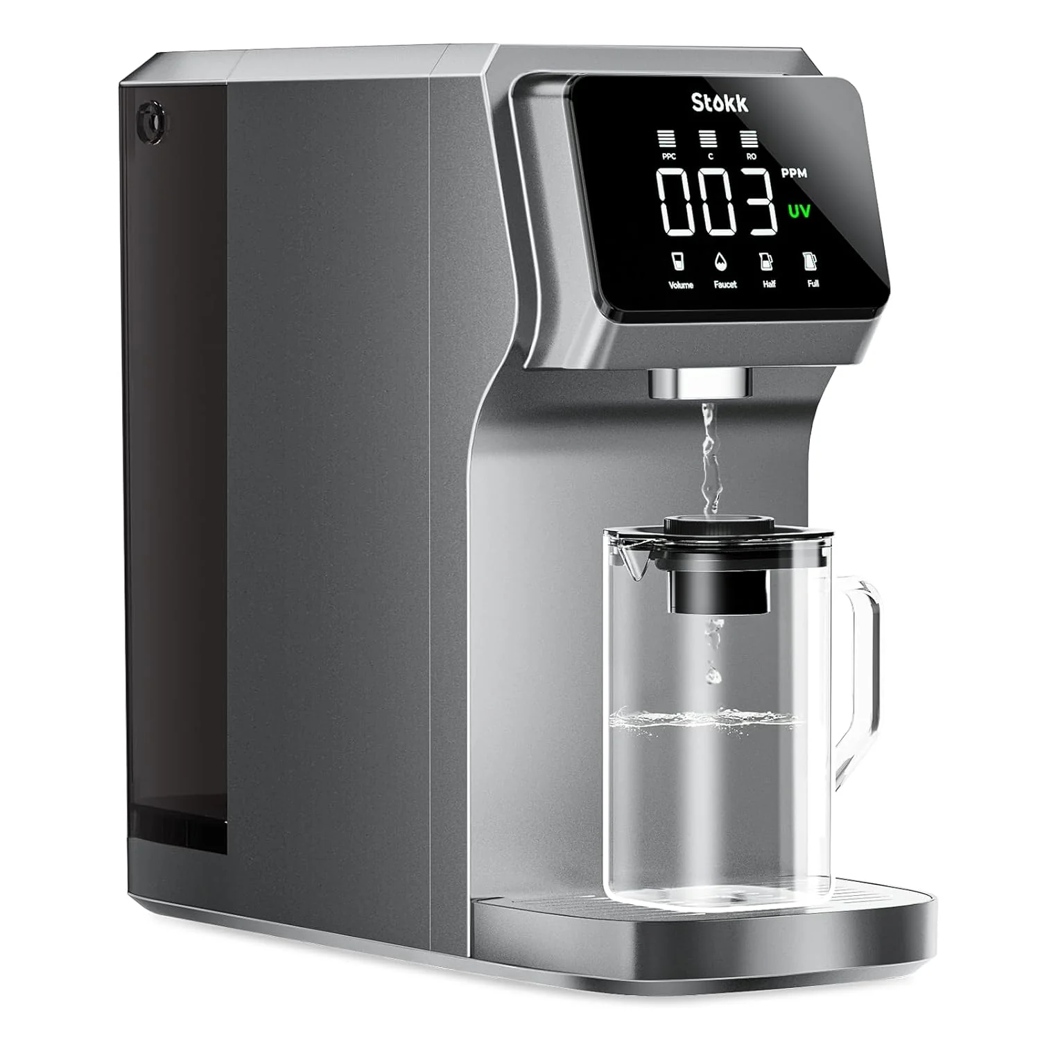 Countertop Reverse Osmosis Water Filter, Carafe Alkaline Boost, 6-Stage RO Filtration System, Home Water Purifier, Reduce , Gray