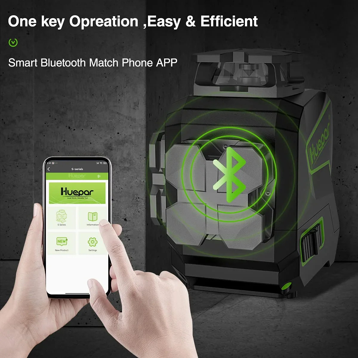 4D 16 Lines Self-Leveling Laser Level, 200Ft Green Beam 4 x 360° Cross Line Laser Level Tools with LCD Screen, Bluetooth and Magnetic Bracket