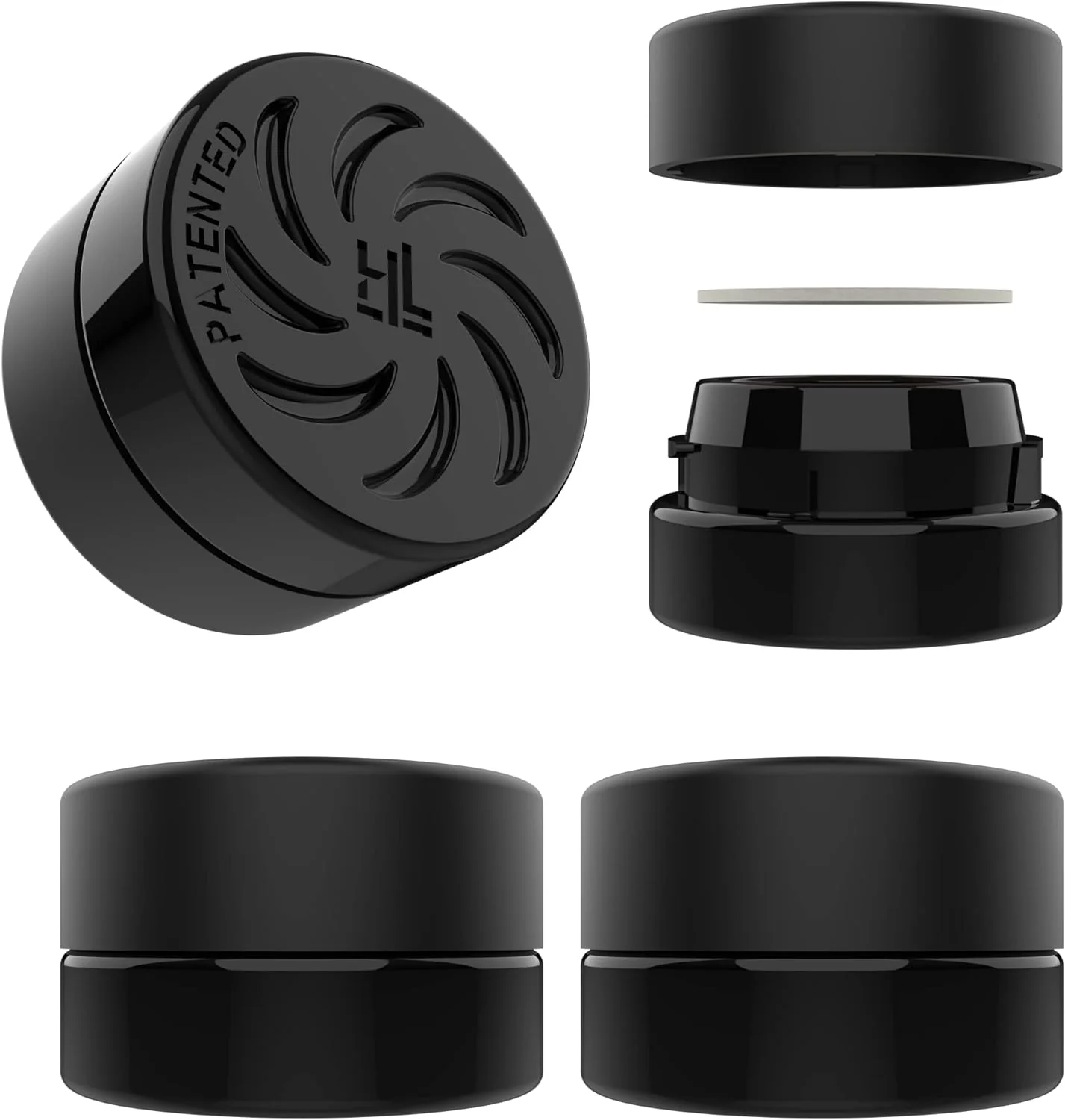 Black Glass Thick Child Resistant Containers – Concentrate Storage Jars for Oil, Lip Balm, Wax, Cosmetics – Premium PE Cap Seal Lid (400)