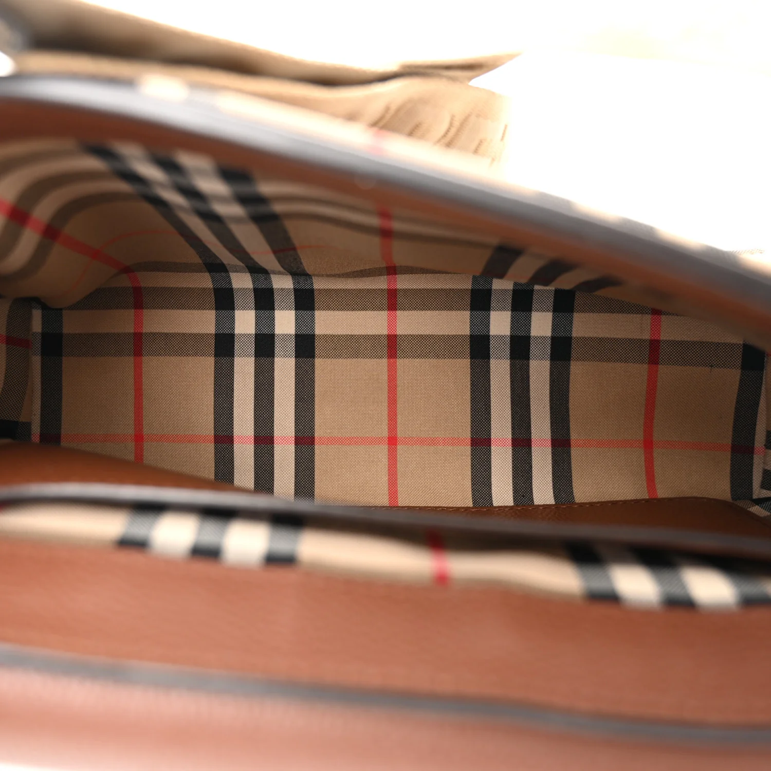 Grainy Calfskin Vintage Check Note Crossbody Bag Malt Brown