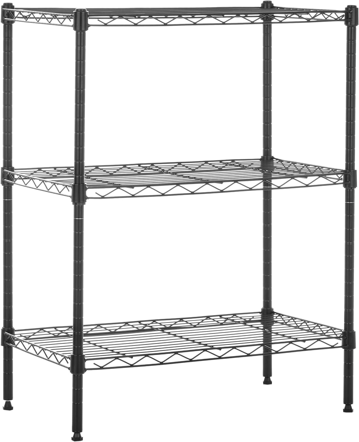 Amazon Basics 3-Shelf Adjustable Heavy Duty Steel Wire Rack Storage Shelving Organizer with Storage Space, Versatility and Ease of Use for Kitchen, Garage, 23.2