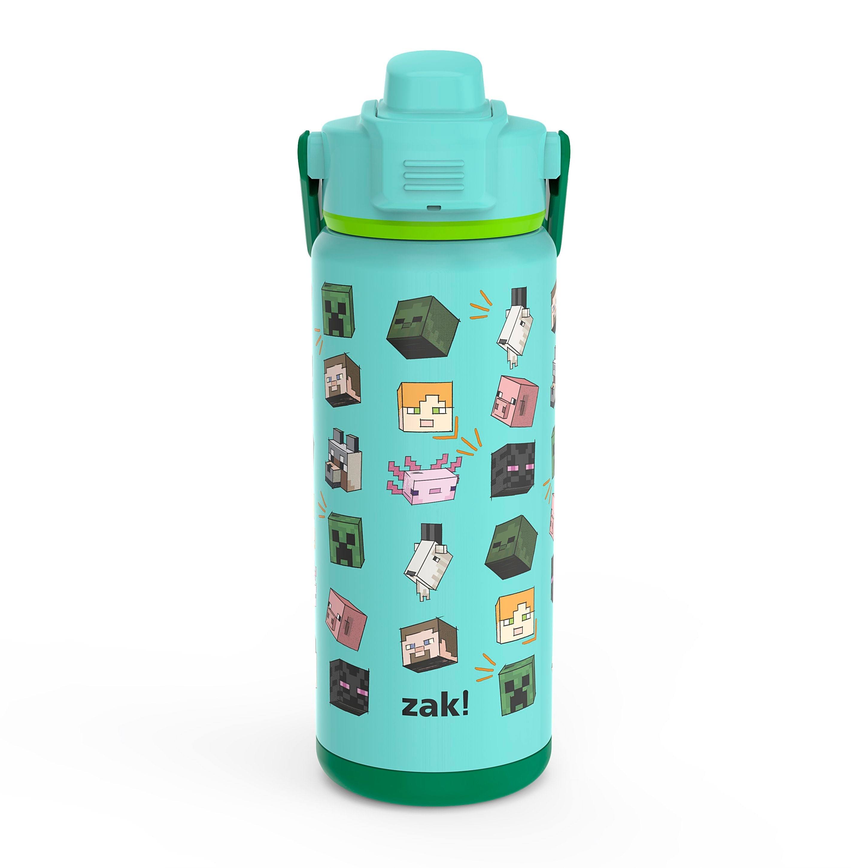 Zak Designs 20oz Stainless Steel Kids' Water Bottle with Antimicrobial Spout 'Minecraft'