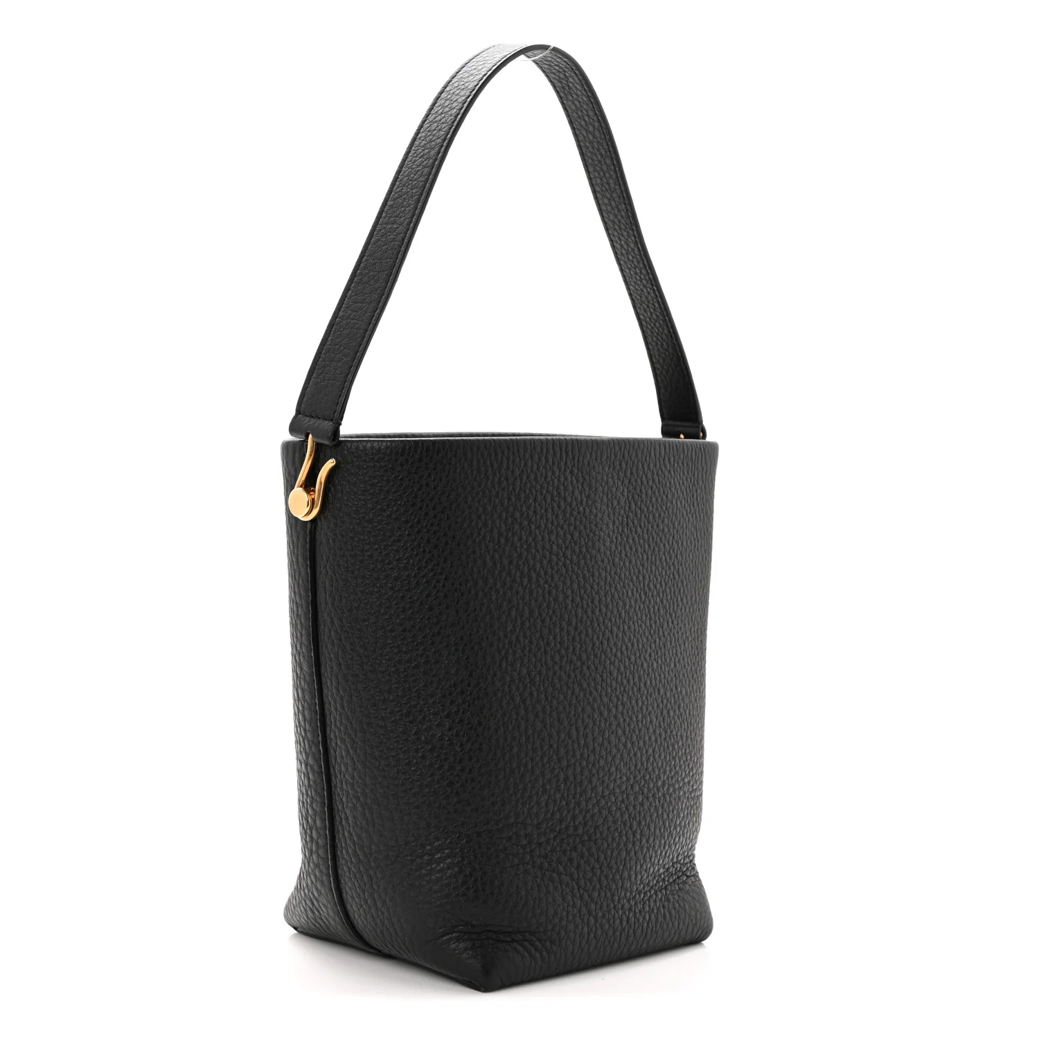 Grained Calfskin Small N/S Hook Tote Black