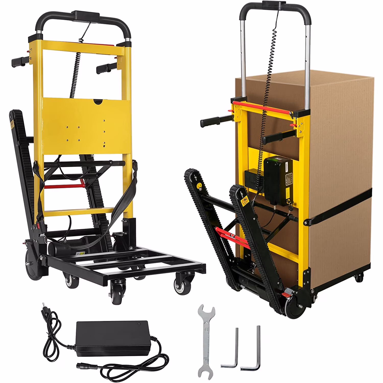 Electric Stair Climbing Truck, 441lb Load Heavy Duty Folding Stair Climber Dolly Moving Cart with 6 Wheels, Hand Truck Motor Battery Powered Truck