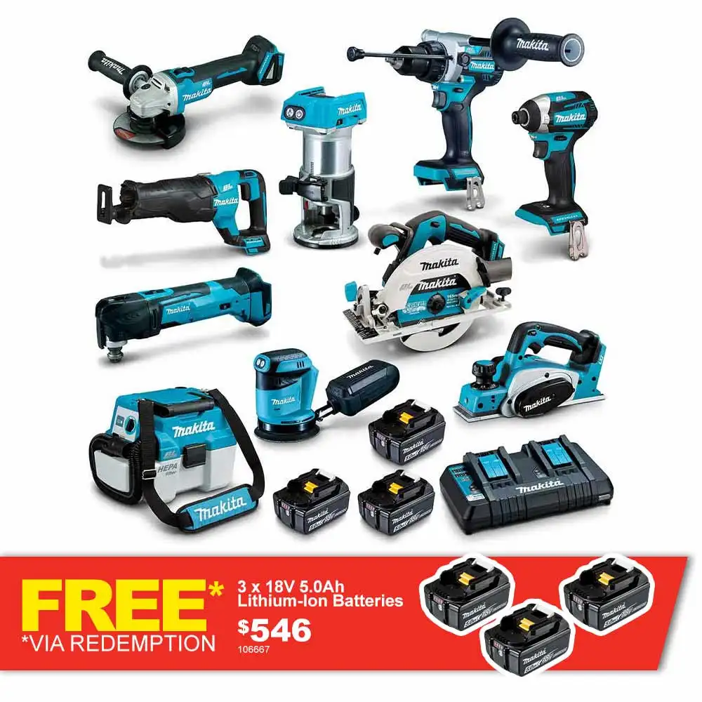Kit combiné MAKITA 18V sans balais 10 pièces 3 x 5,0 Ah DLX1030PT