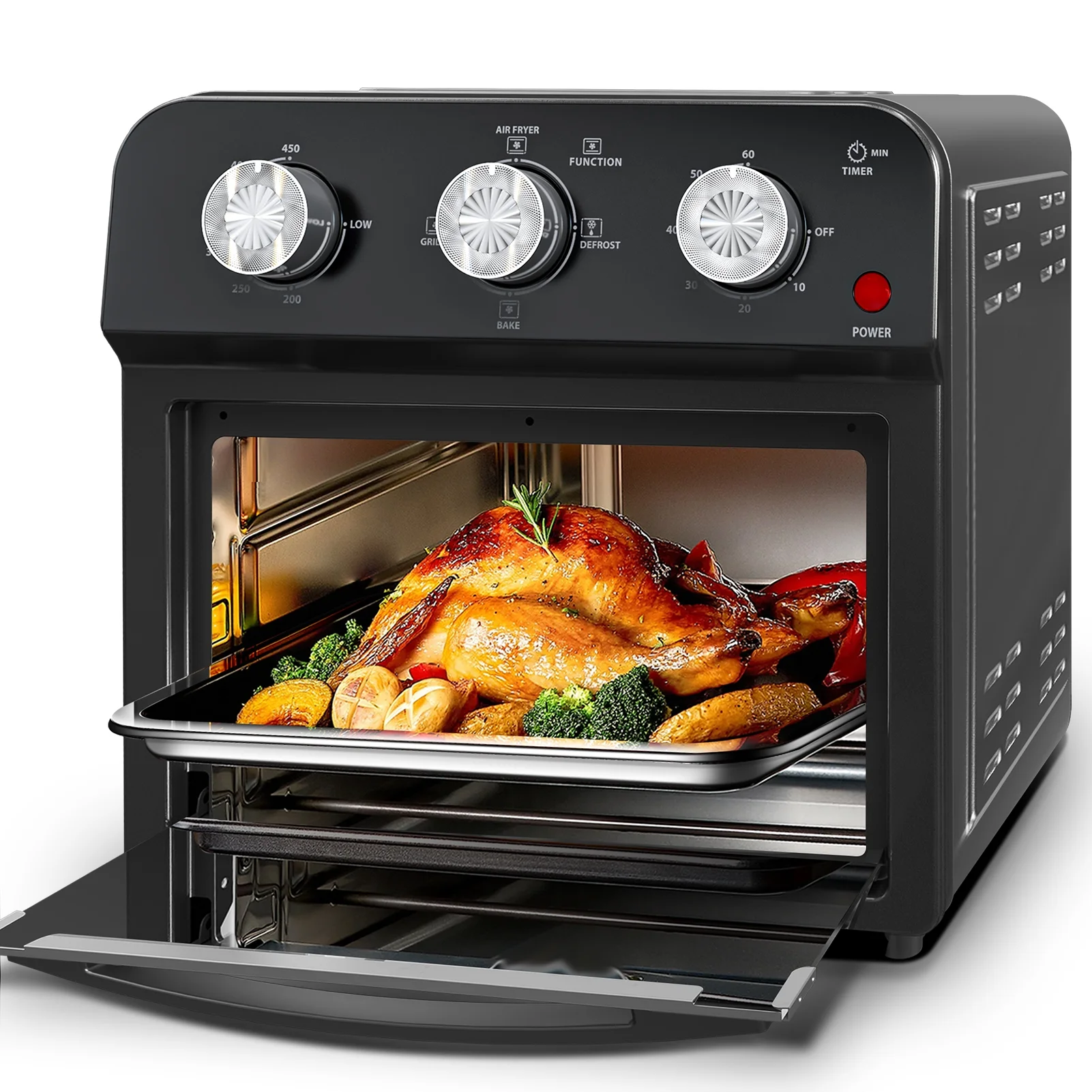 12 Quart 4 Slices Air Fryer Convection Toaster Oven, 1500W, 4 Cooking Modes, 7 in 1 Multifunction with Roast, Bake, Grill, Broil, Toast, Dehydrate, Defrost, Stainless Stee(GA13S) Image 4