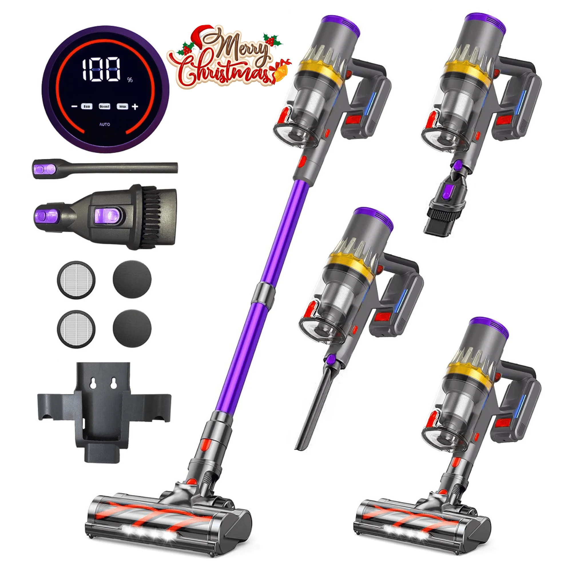Cordless Vacuum Cleaner 38KPa/450W with Upto 90Mins Runtime | Powerful Stick Vacuum Cleaner with 2 Hepa Filters-Wall Mounted-Touchscreen-Anti-Tangle Brush for Hardwood Floor-Carpet-Pet Hair - Image 7