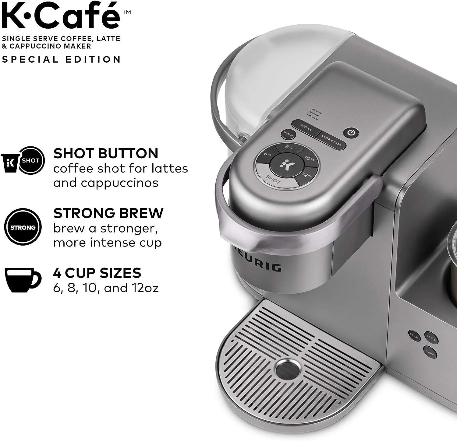 Keurig K - Cafe Special Edition Single - Serve Programmable Energy Efficient Button Controls K - Cup Pod Coffee, Latte, and Cappuccino Maker (Nickel)