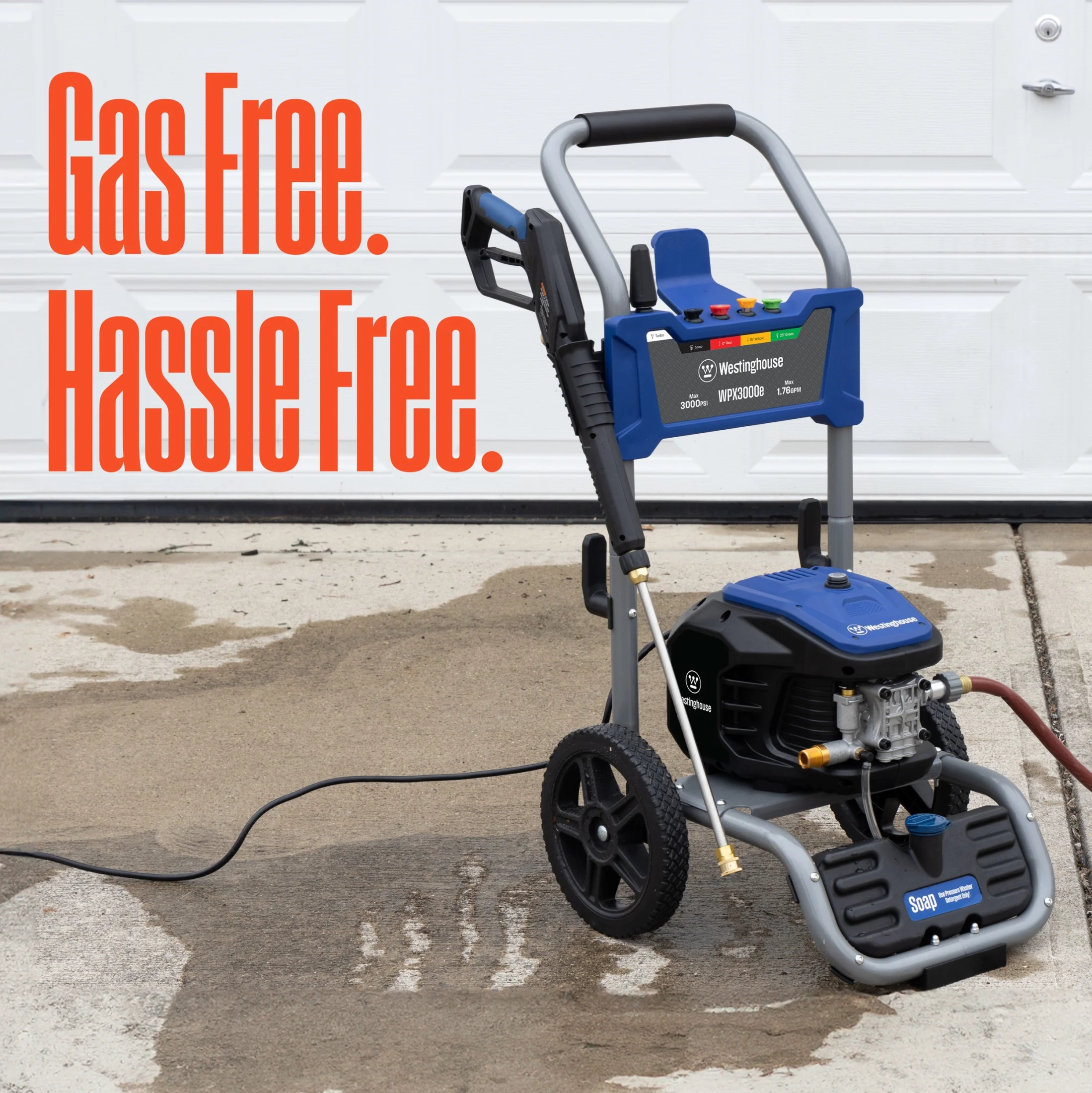 Westinghouse 3000 PSI at 1.76 120 V Electric Cold Pressure Washer, Lightweight