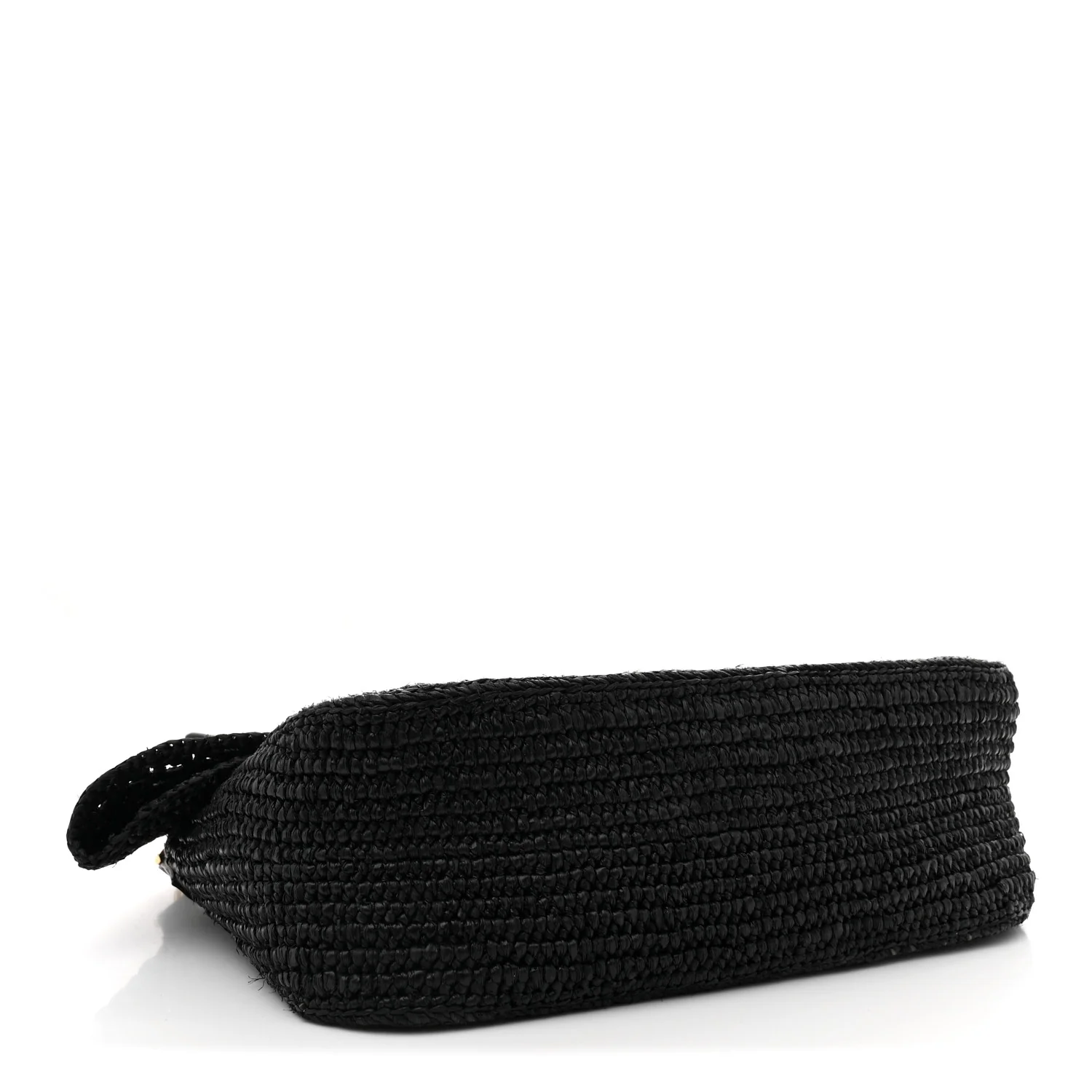 Raffia Donut Chain Medium Ola Shoulder Bag Black