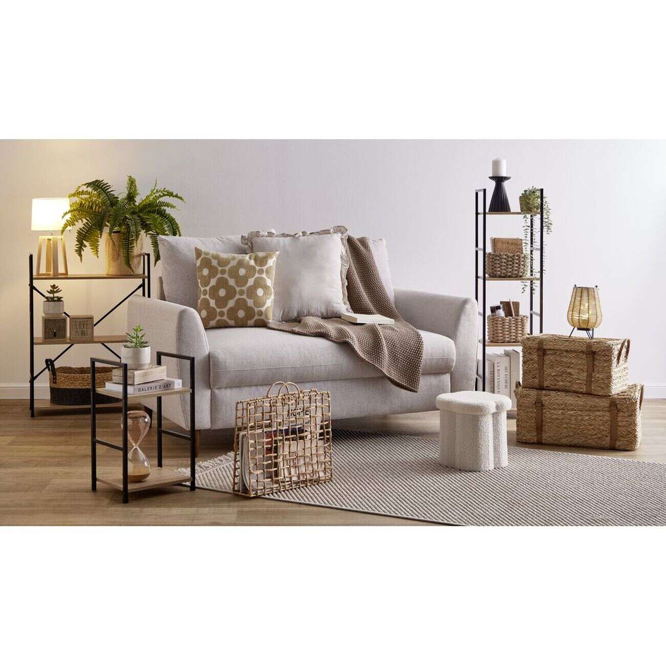 Étagère 4 niveaux Luffi 29,1x23,5x112cm bois et métal