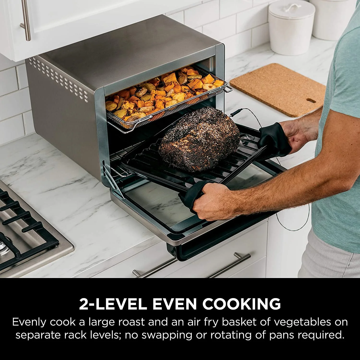 Ninja DT251 Foodi 10 - in - 1 Smart Air Fry Digital Countertop Convection Toaster Oven with Thermometer XL Capacity and a Stainless Steel Finish