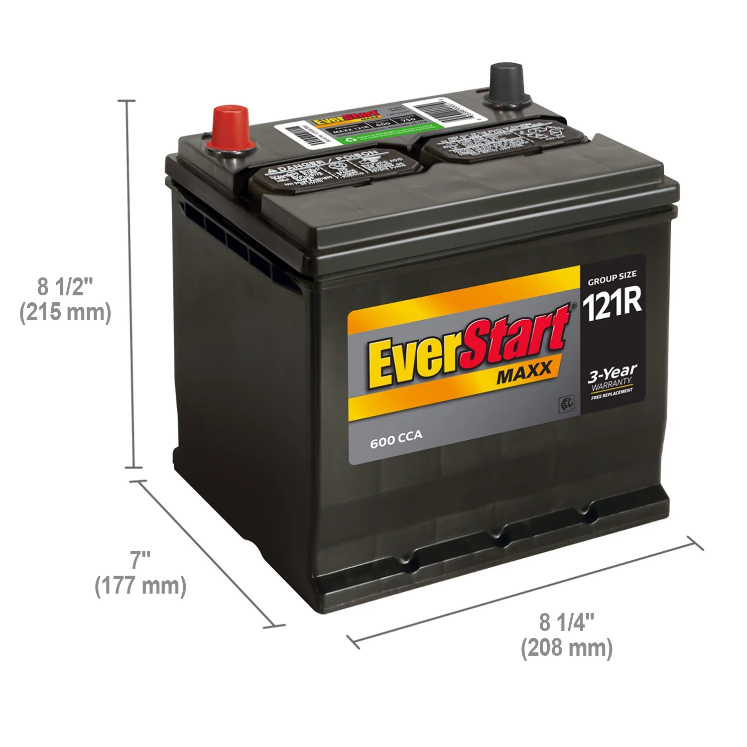 Maxx Lead Acid Automotive Battery, Group Size 121R 12 Volt, 600 CCA - Image 5
