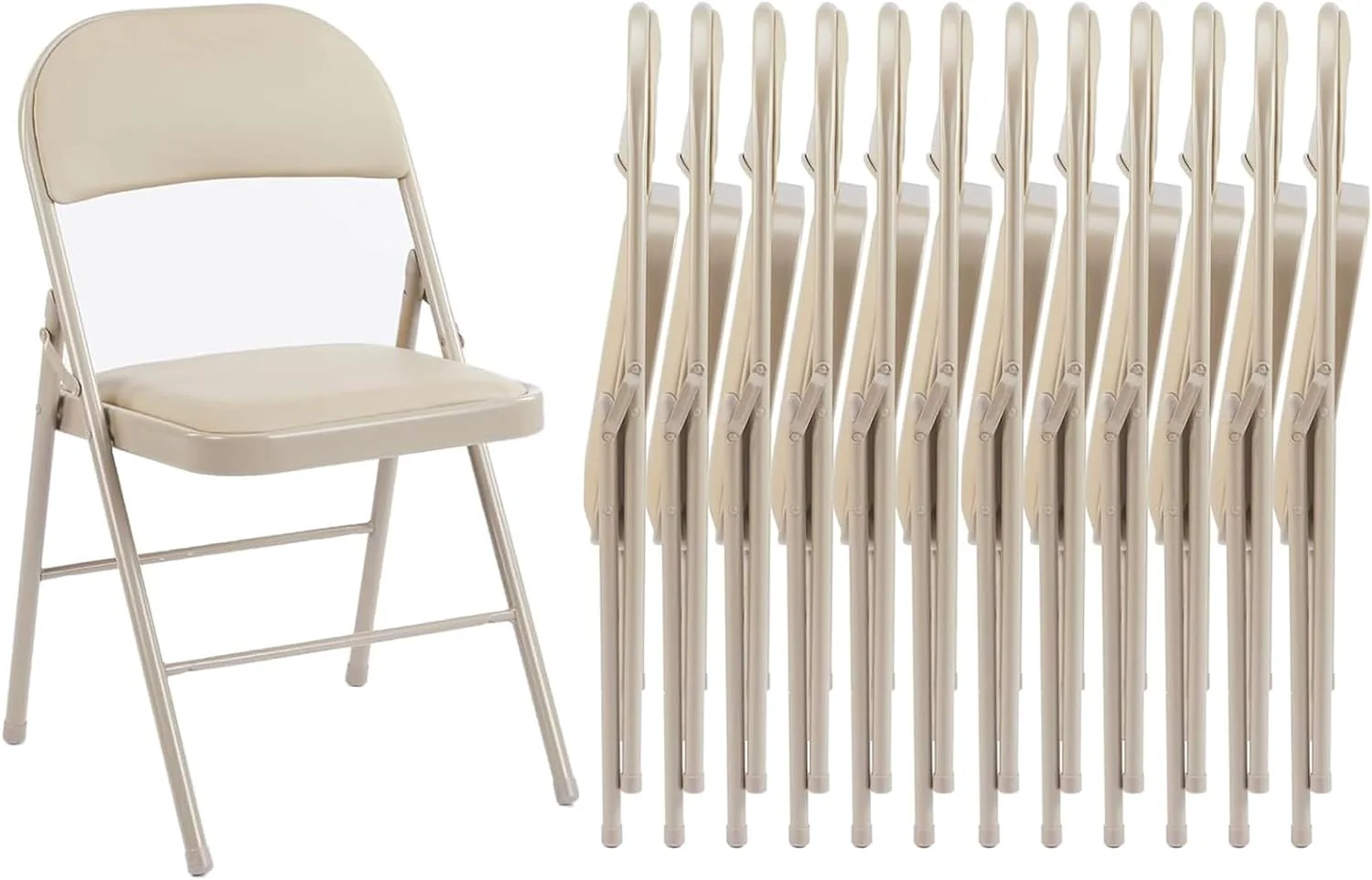 Lot de 12 chaises pliantes Sweetcrispy, chaises pliantes rembourrées en cuir, chaises pliantes robustes en métal