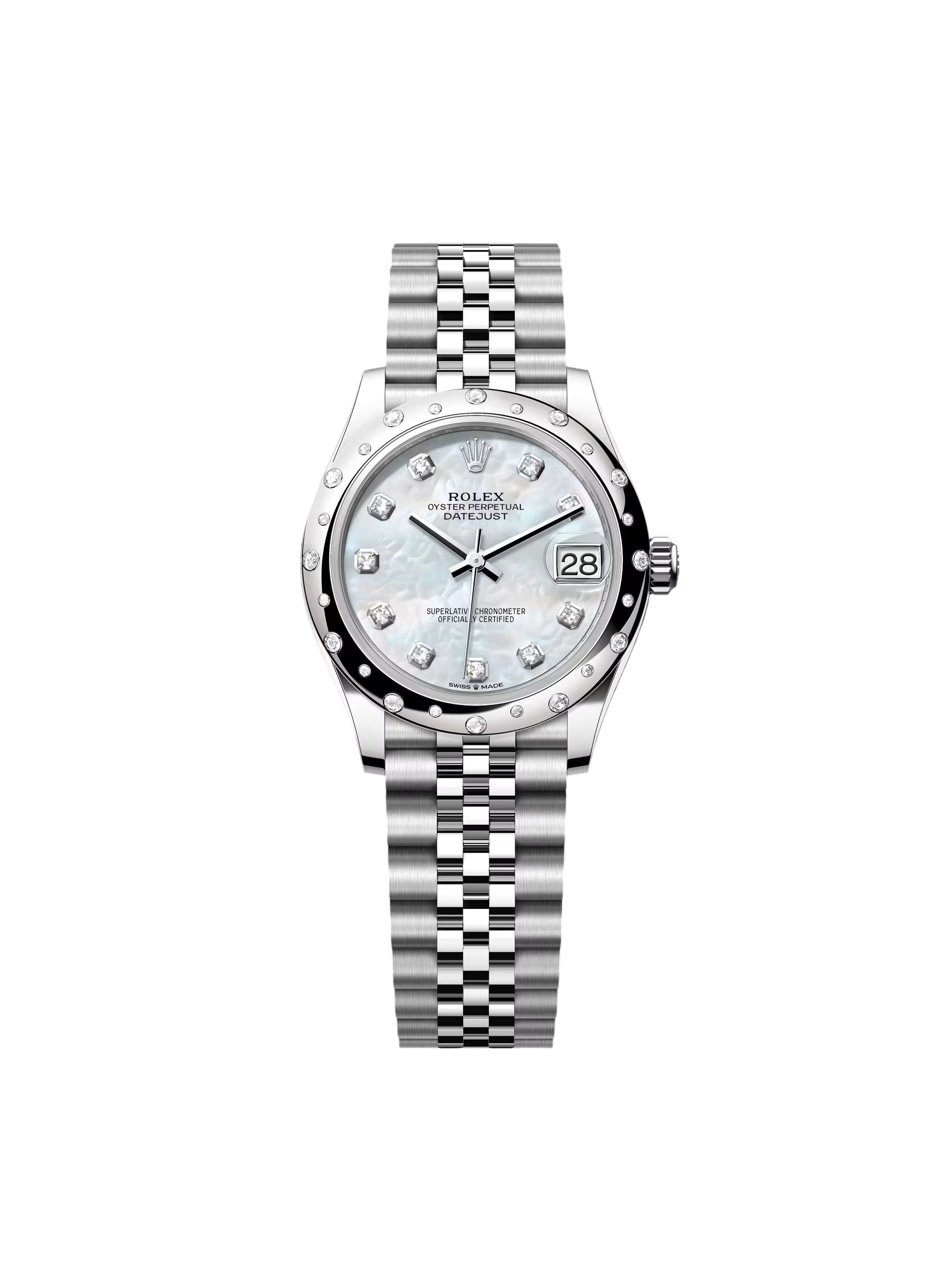 【Super Clone】RLX Datejust m278344-0005/0006 Mother-of-Pearl Dial 31mm Domed Diamond Oyster Watch