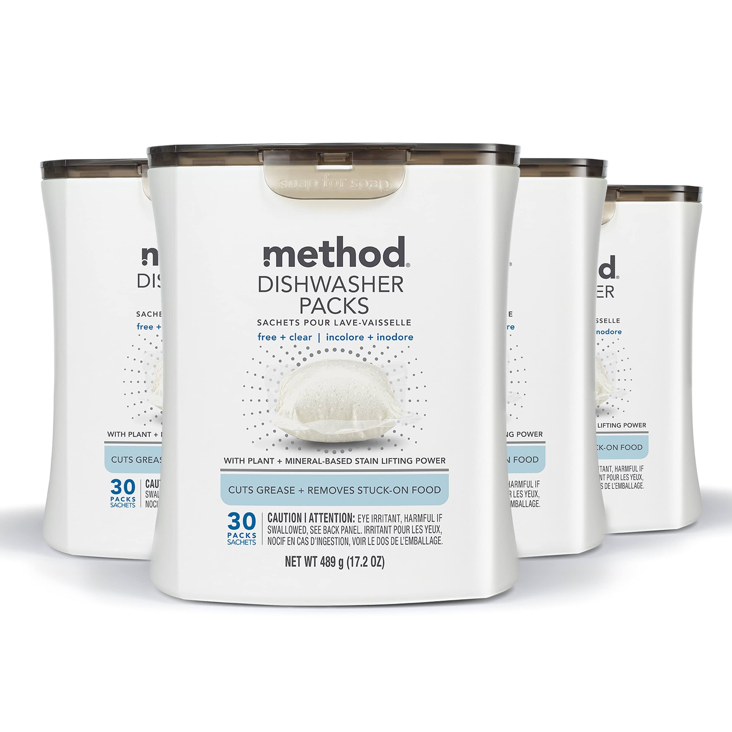 Method PowerDish Free + Clear Dishwasher Detergent (30-Count) Pack of 4