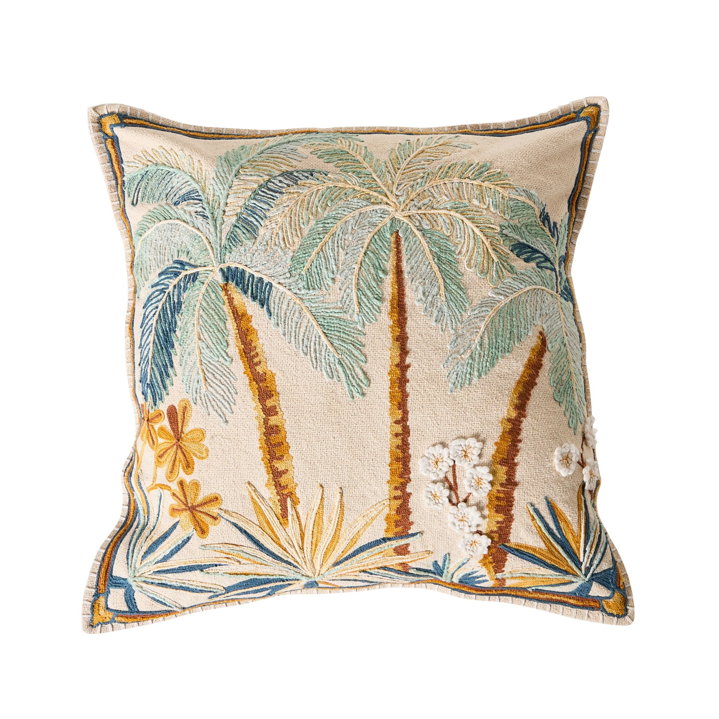 Stitch Tropical Palm Embroidered Cushion