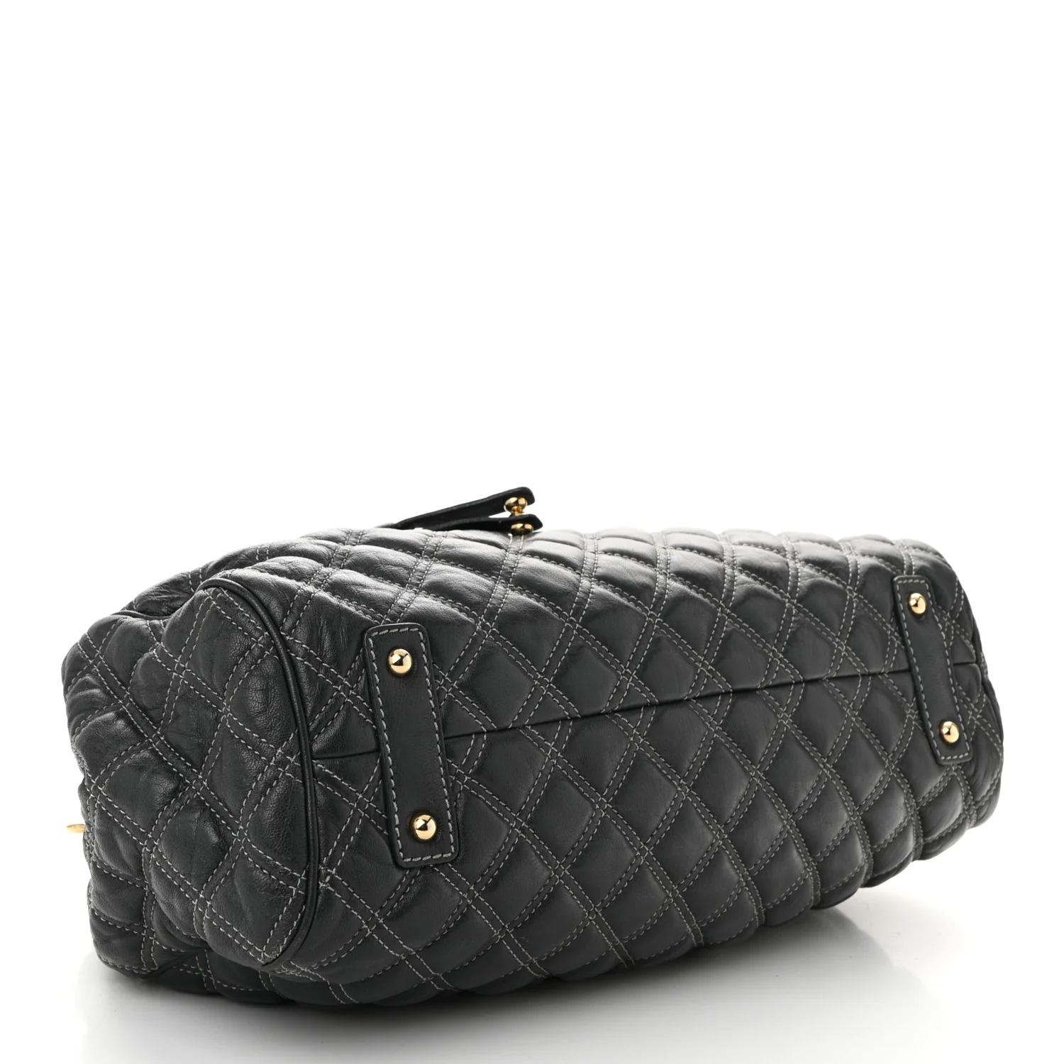 Calfskin Quilted Stam Dark Grey