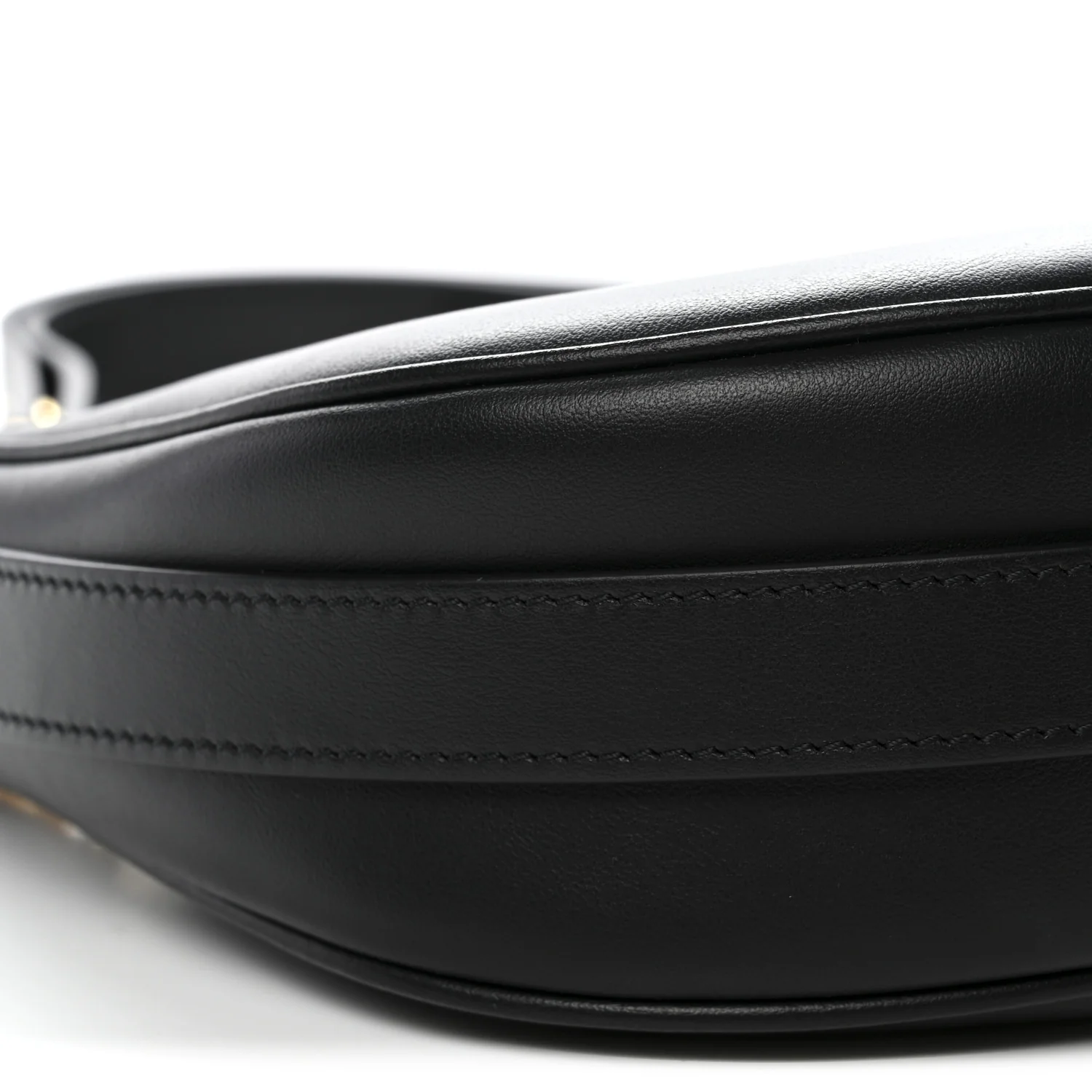 Smooth Calfskin Medium Strap Ava Shoulder Bag Black