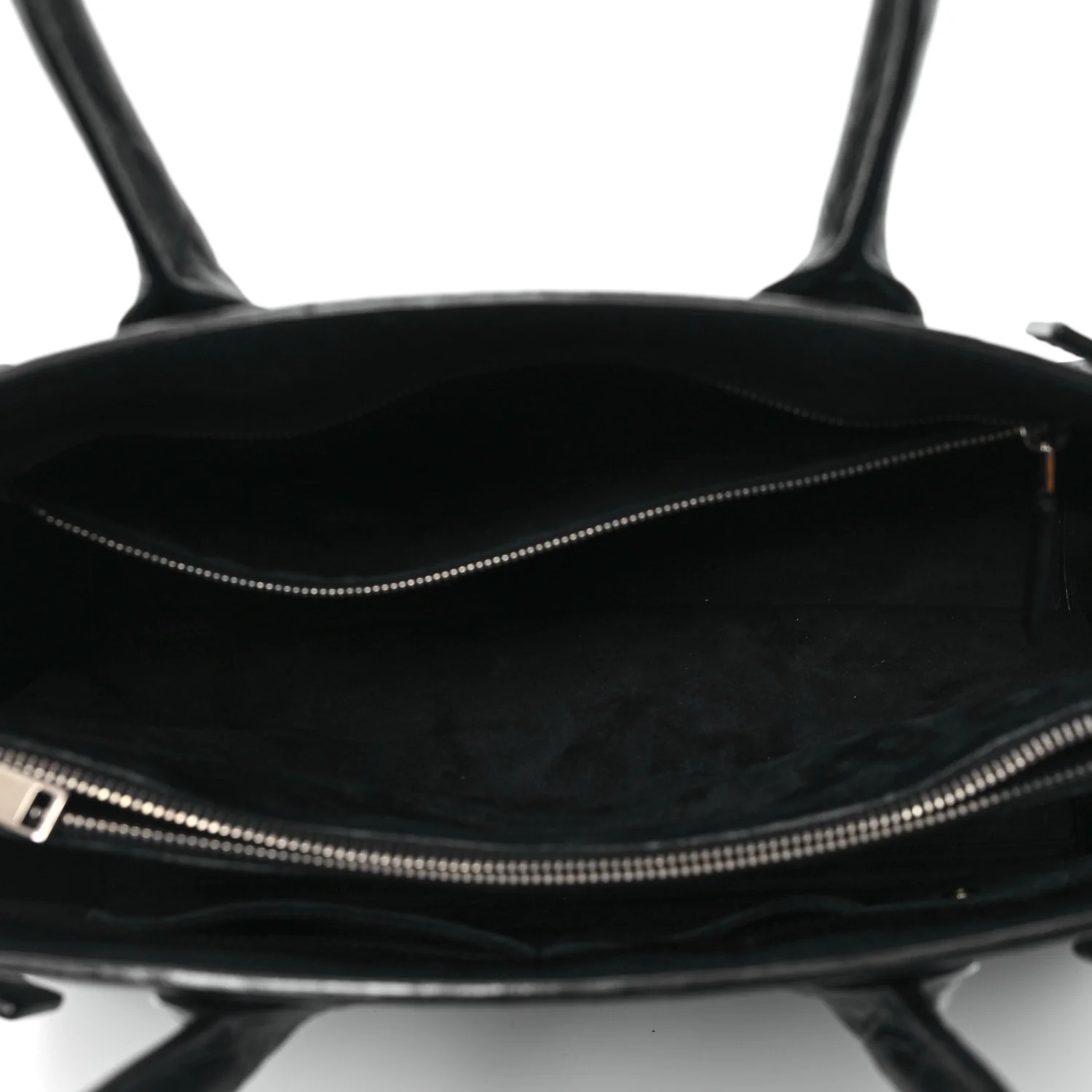 Calfskin Crocodile Embossed Large Sac De Jour Carryall Black