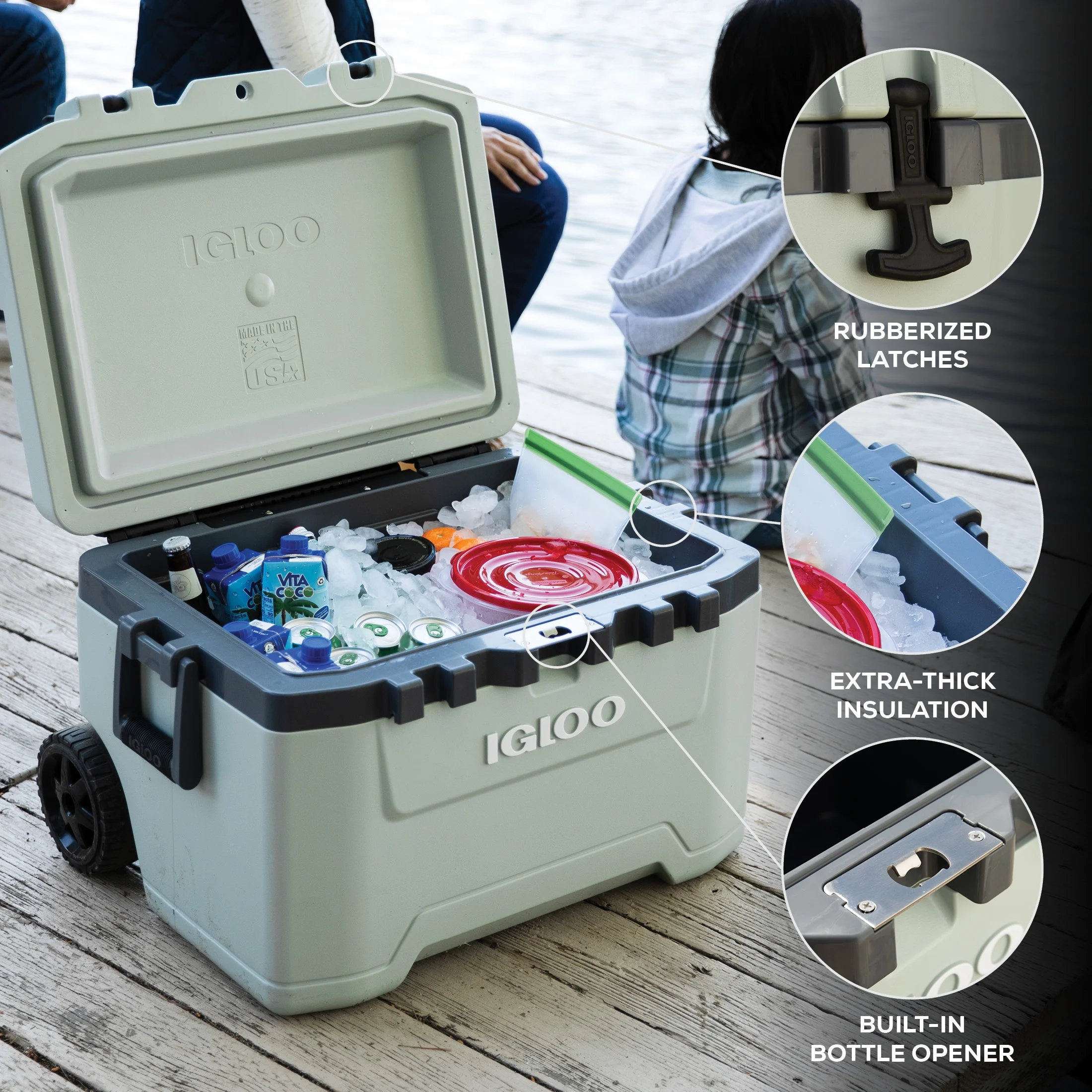 Igloo 52 QT Overland Ice Chest Cooler with Wheels, Gray