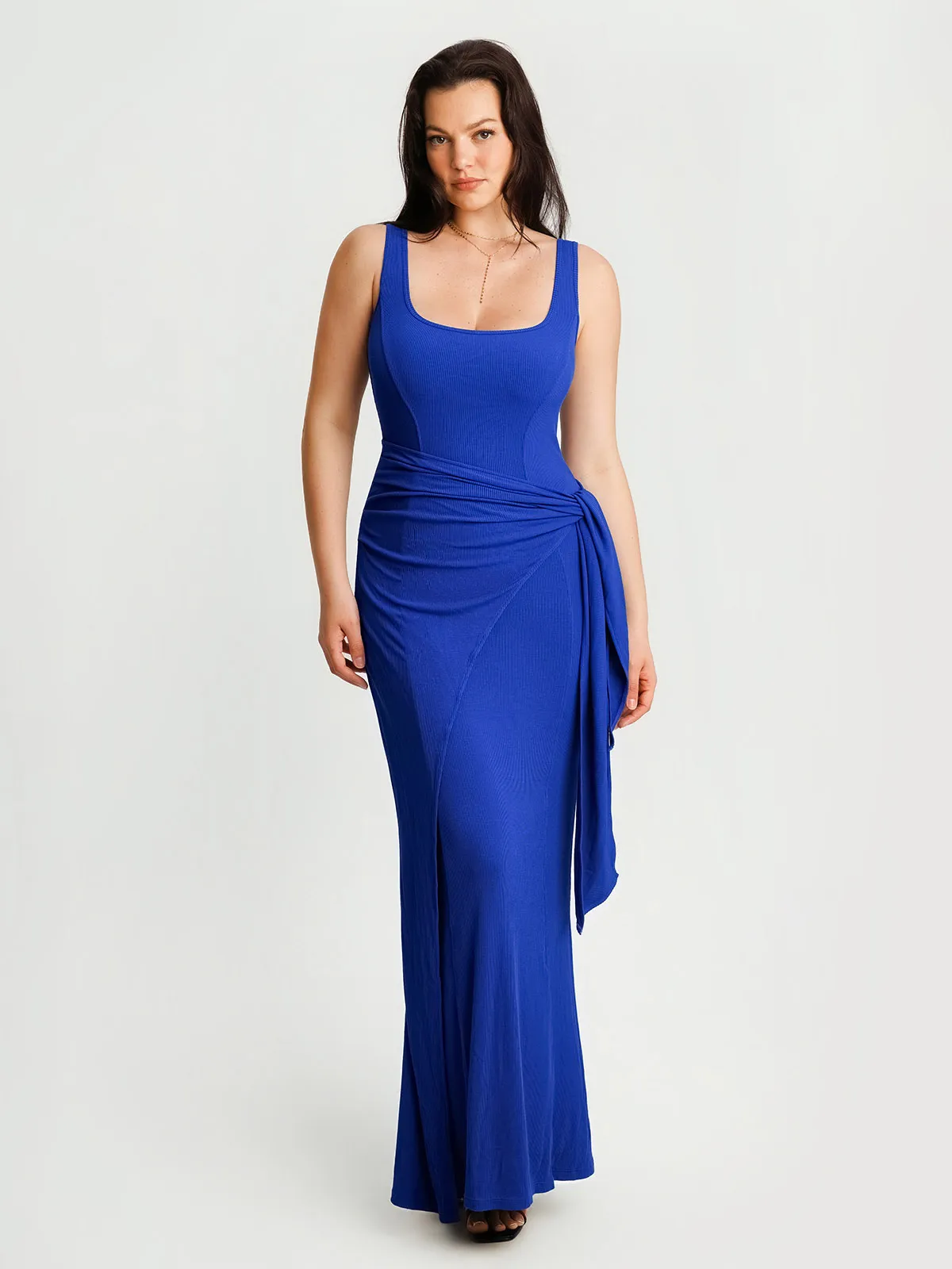 Shapewear Modal Twist Wrap Tummy Control Maxi Dress