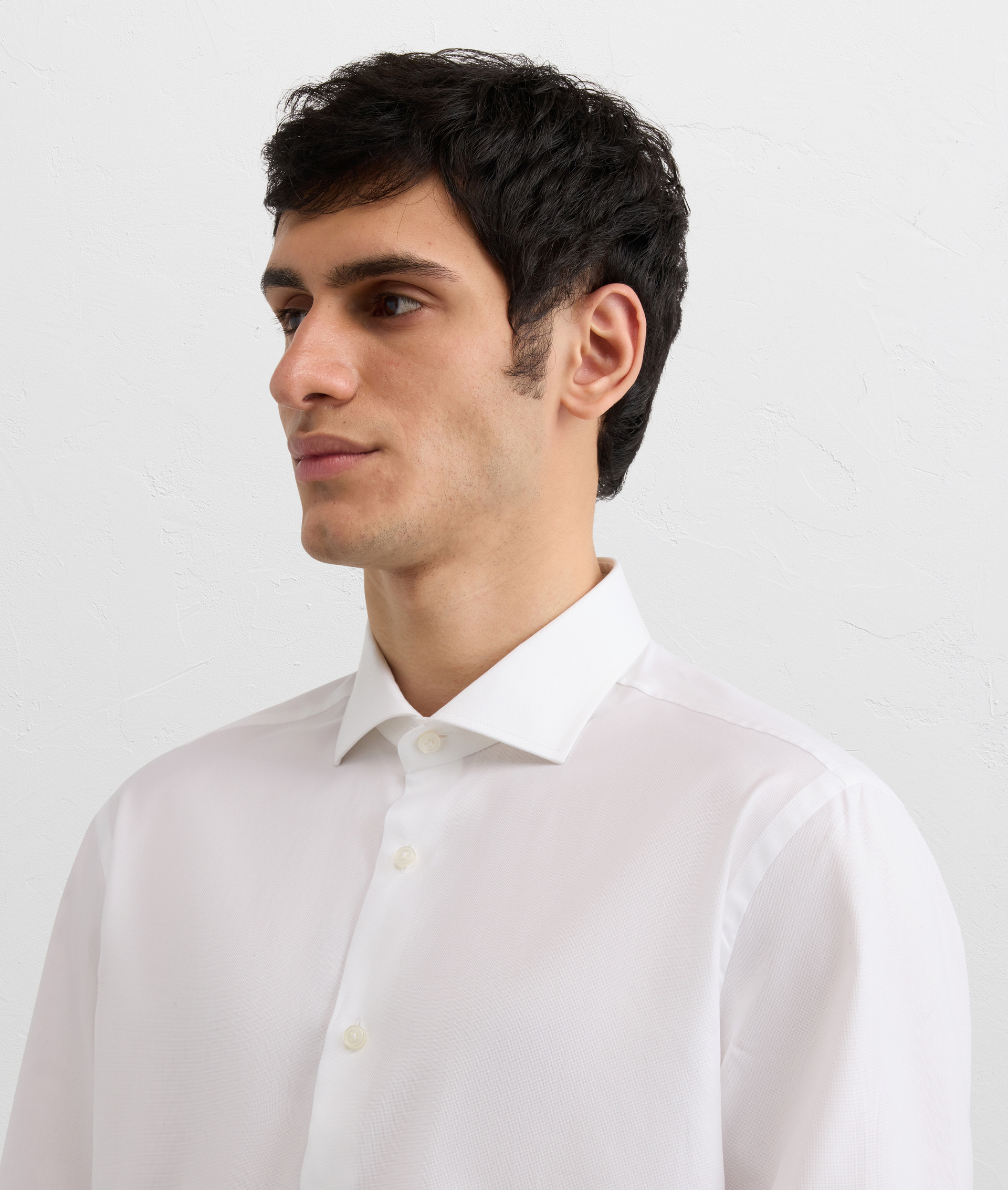 FRENCH COLLAR SHIRT IN PURE WHITE COTTON