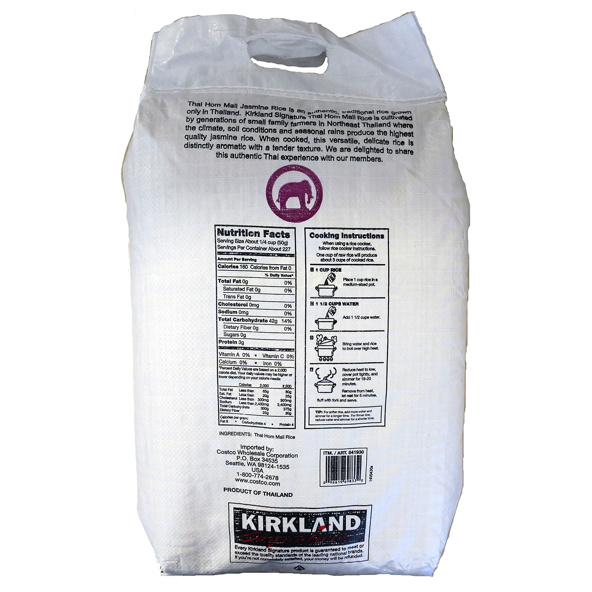 Kirkland Signature, Thai Hom Mali Jasmine Rice, 25 lb