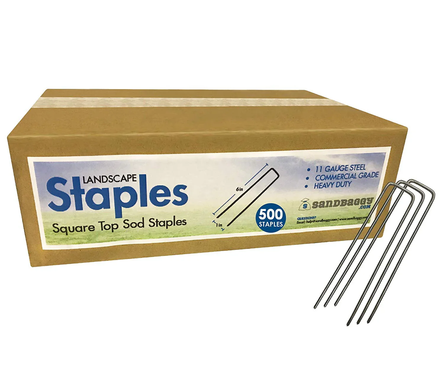 Sandbaggy 500-Count Landscape SOD Staples ~ Heavy Duty Garden Staples Stakes For Holding Down Landscape Fabric - Landscape Fabric Pins - Fence Anchors Thicker and Longer Than Other Staples