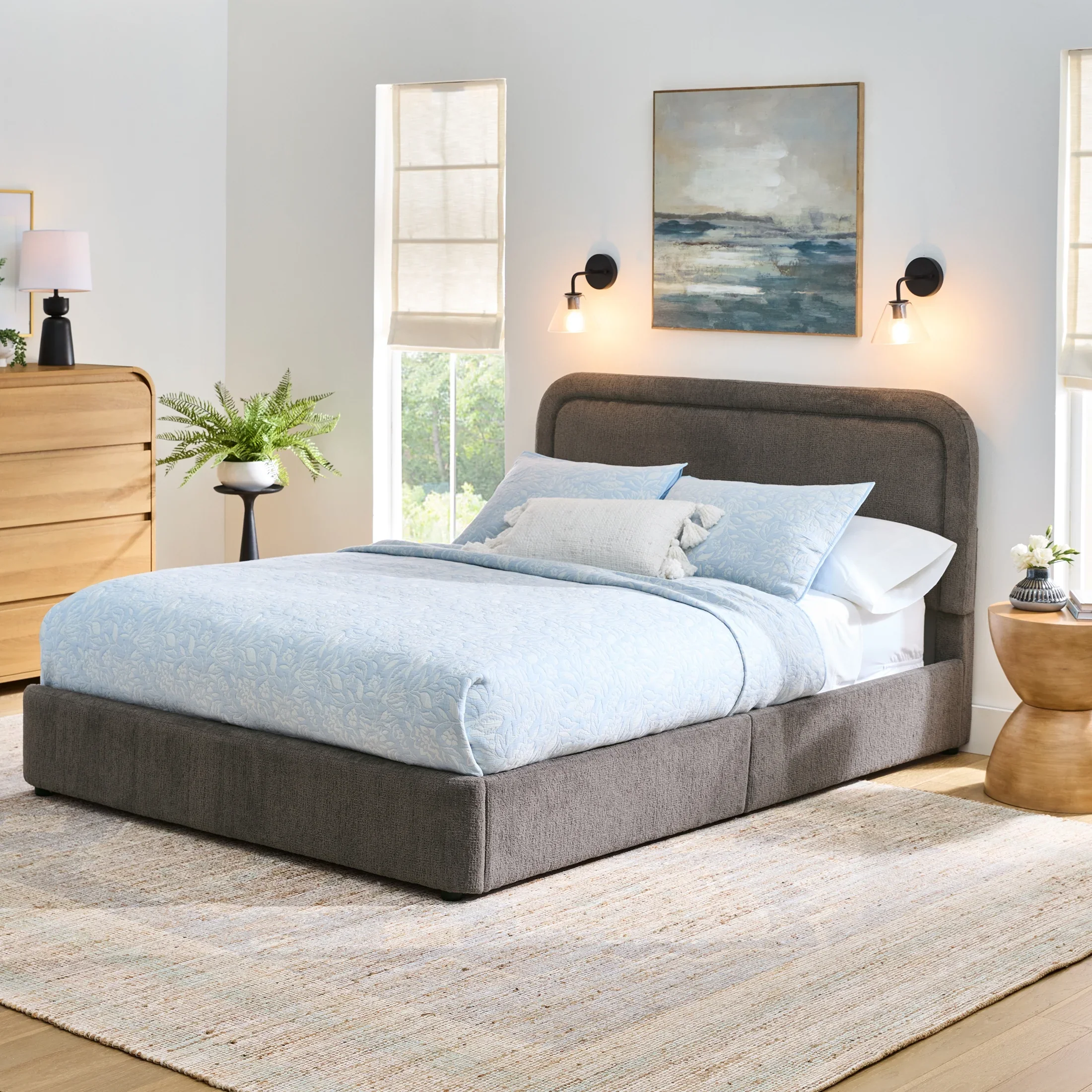 Better Homes & Gardens Juliet King Boucle Platform Bed, Ivory