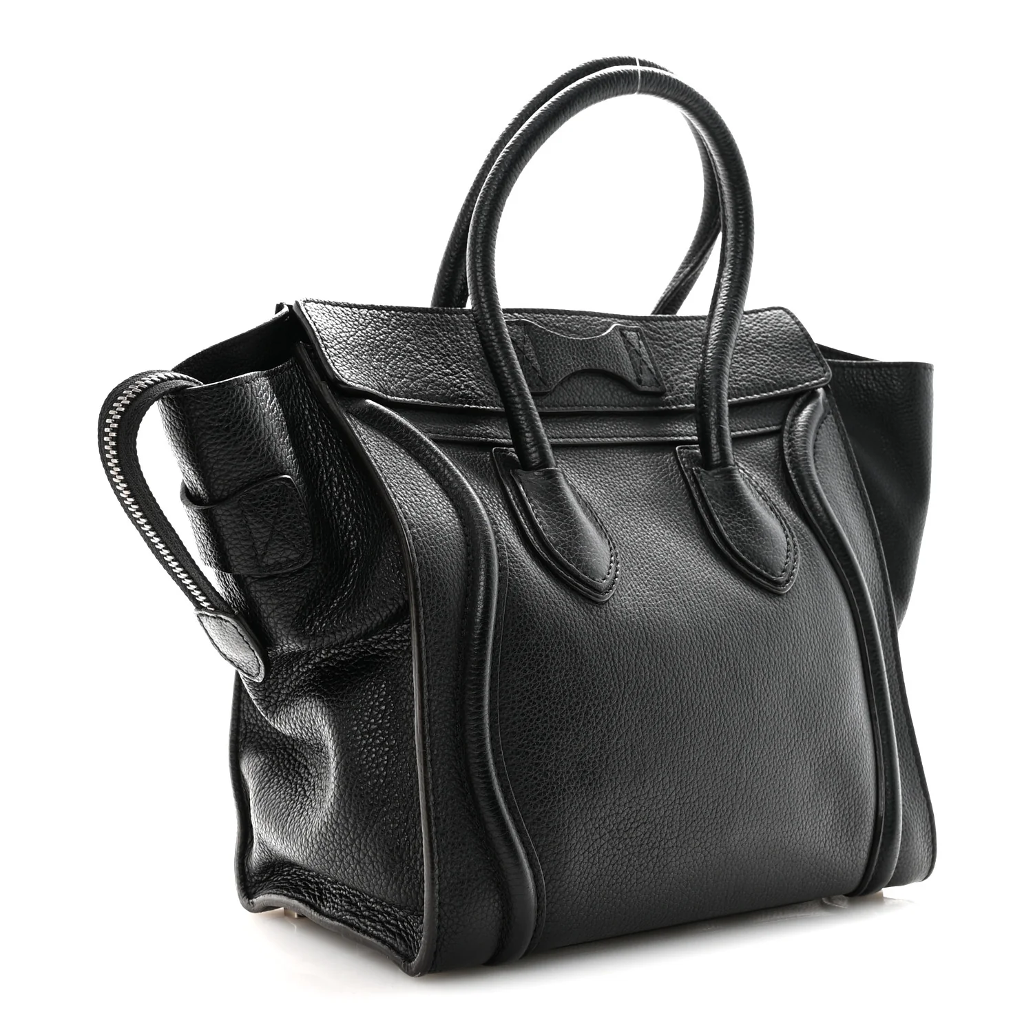 Drummed Calfskin Micro Luggage Black