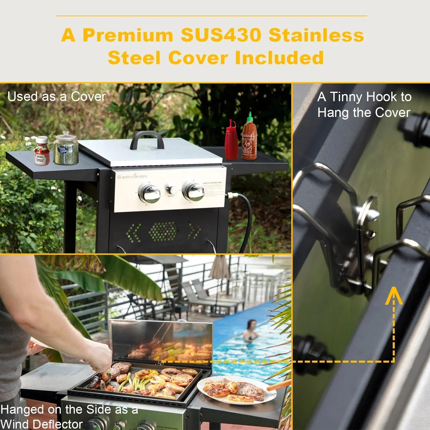 & William 2-Burner Gas Grill and Griddle Combo with Wheels