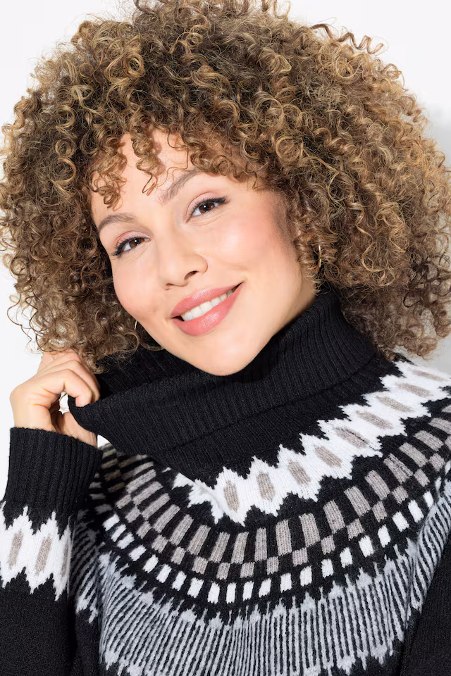 Norwegian Striped Knit Turtleneck Dress