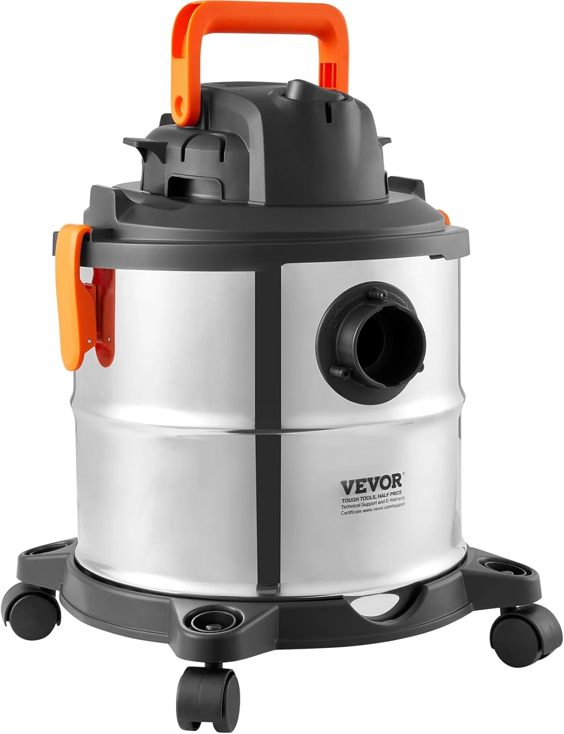 Stainless Steel Wet Dry Shop Vacuum, 5.5 Gallon 6 Peak HP Wet/Dry Vac, Powerful Suction with Blower Function w/Attachment 2-in-1 Crevice Nozzle, Small Vac Perfect for Carpet Debris, Pet Hair - Image 9