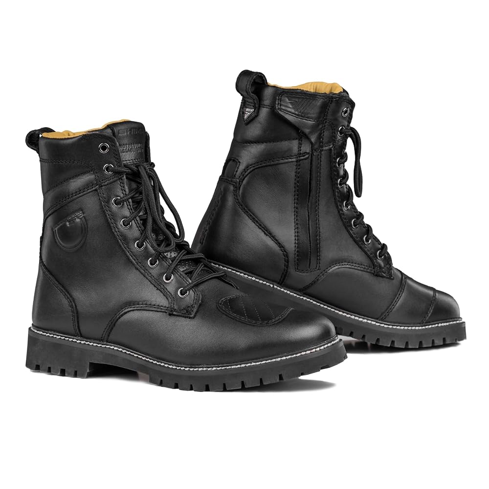 SHIMA Thomson Motorcycle Riding Boots Women Ventilated Leather Vintage Street Side Zipper Sport Touring Shoe Moto Footwear Bikers Powersports Approved Summer Lightweight (Womens, Black, US 8.5)