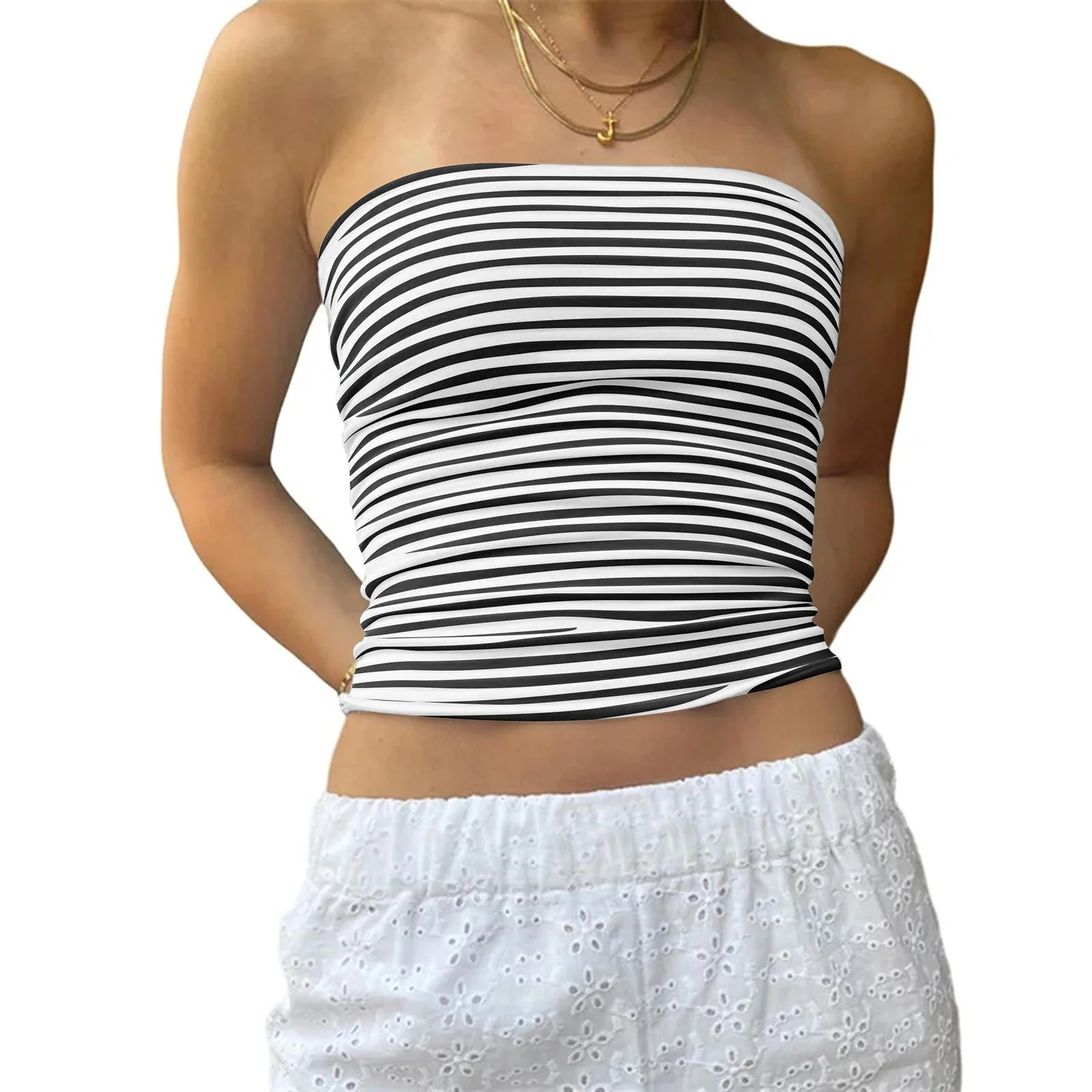 Haut bustier fin rayé pour femmes